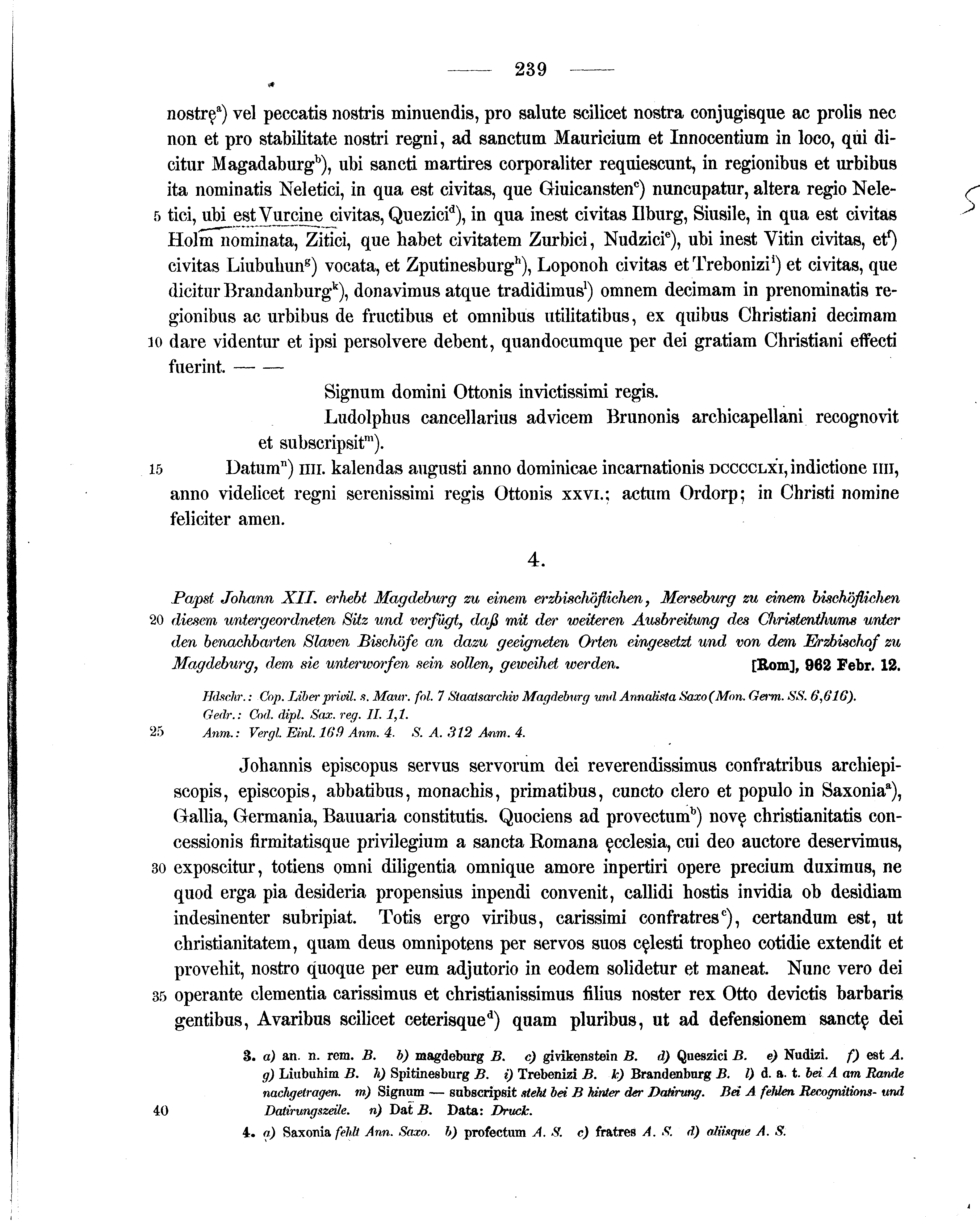 Historische Urkunde Seite 239 aus Band cds1a1
