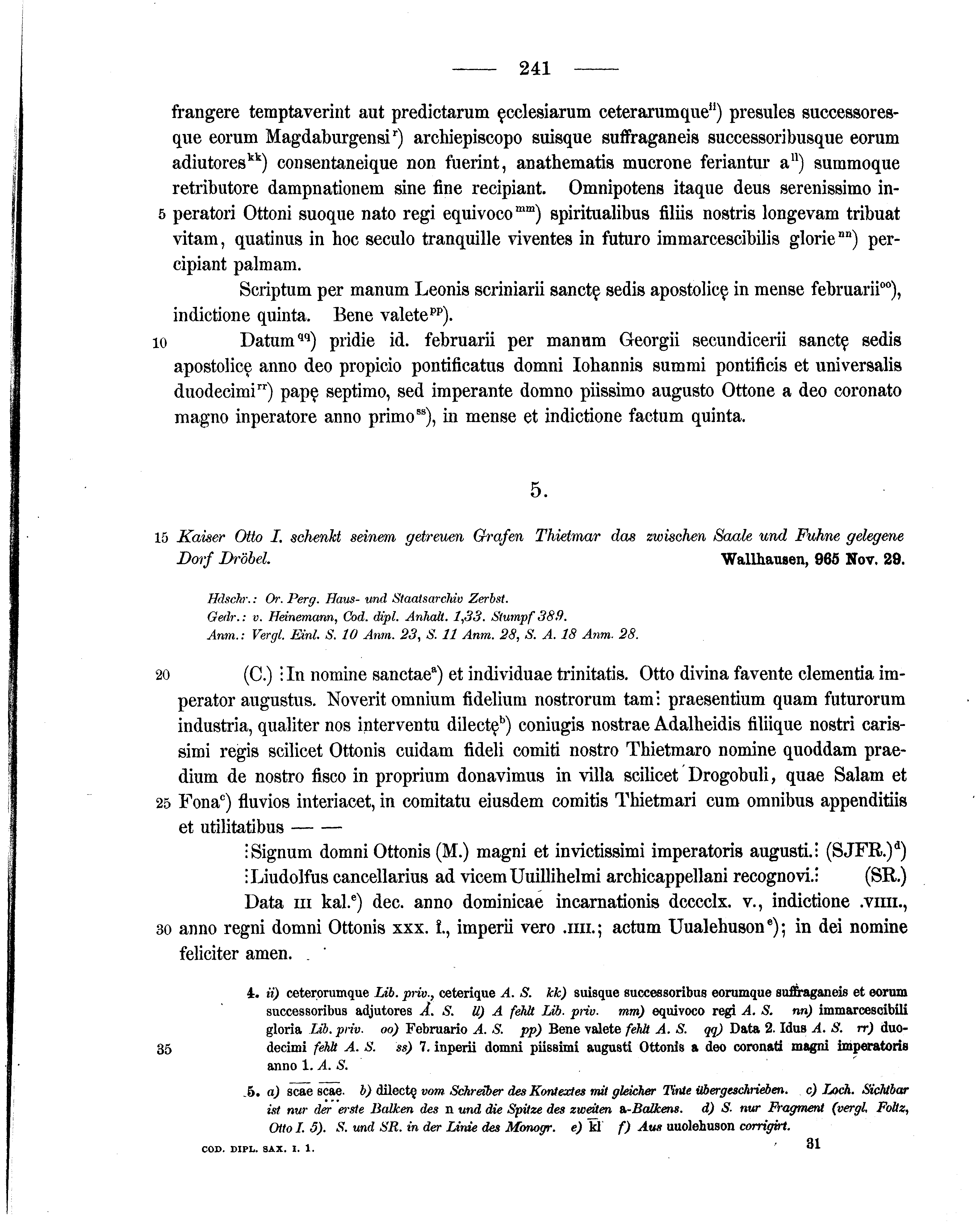 Historische Urkunde Seite 241 aus Band cds1a1