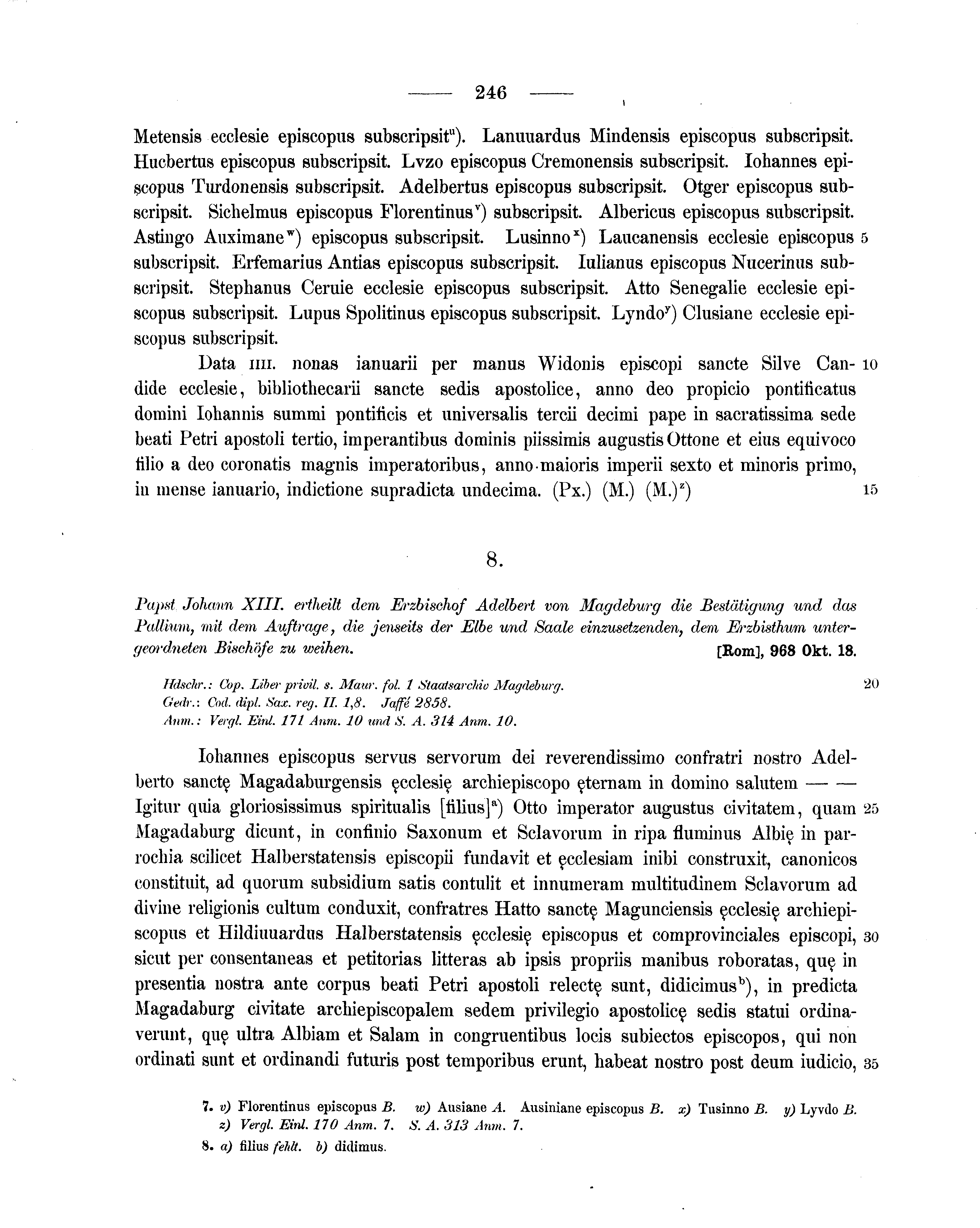 Historische Urkunde Seite 246 aus Band cds1a1