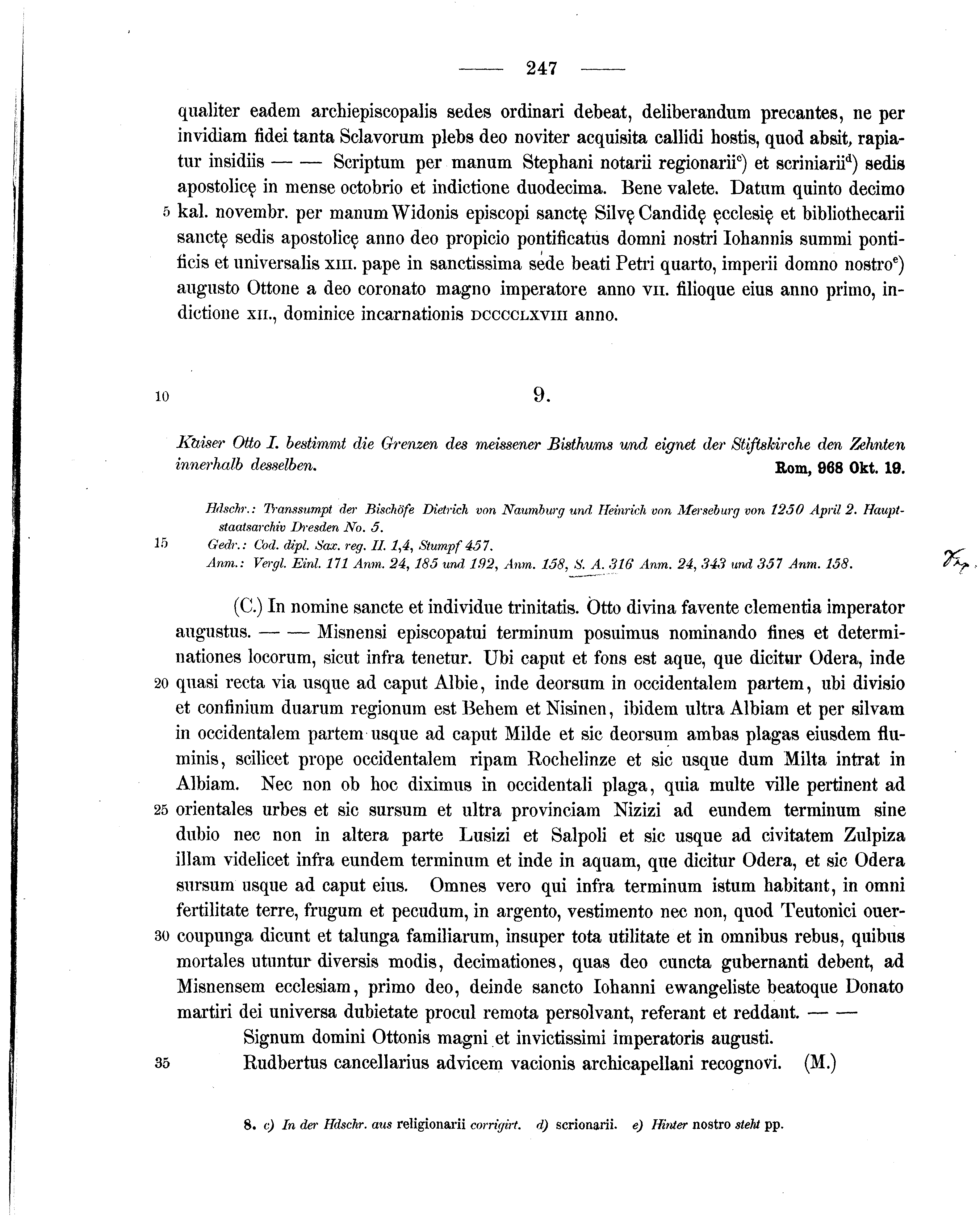 Historische Urkunde Seite 247 aus Band cds1a1
