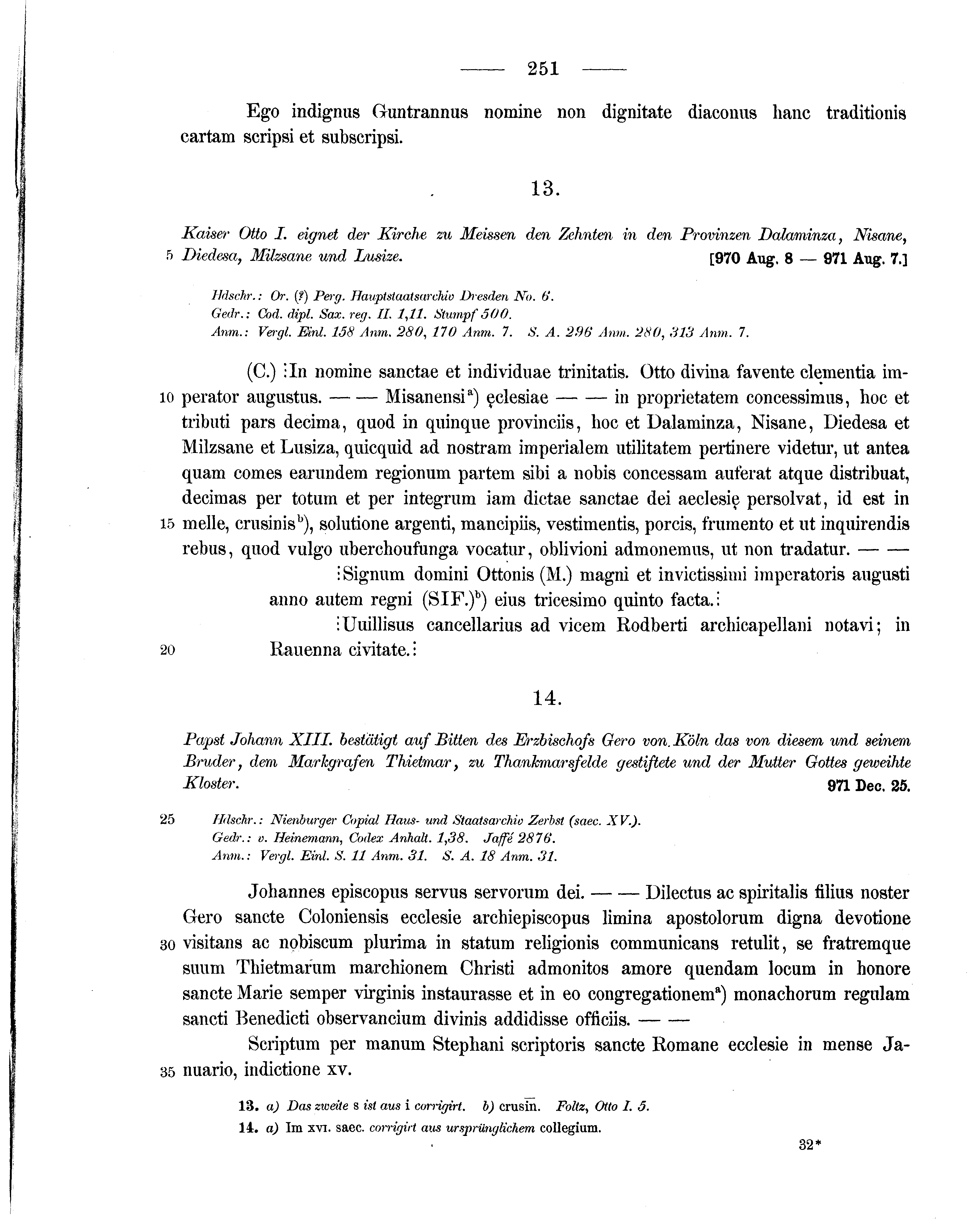 Historische Urkunde Seite 251 aus Band cds1a1