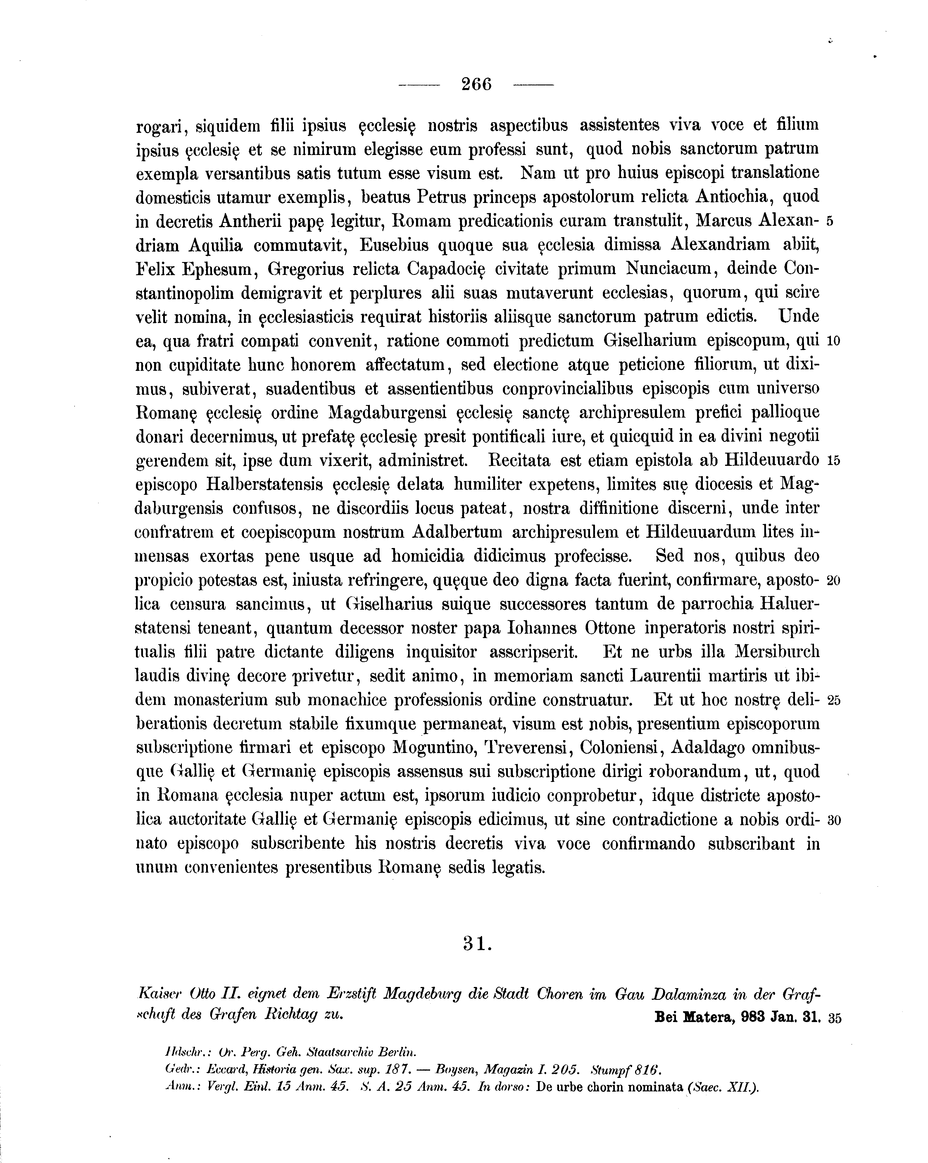 Historische Urkunde Seite 266 aus Band cds1a1