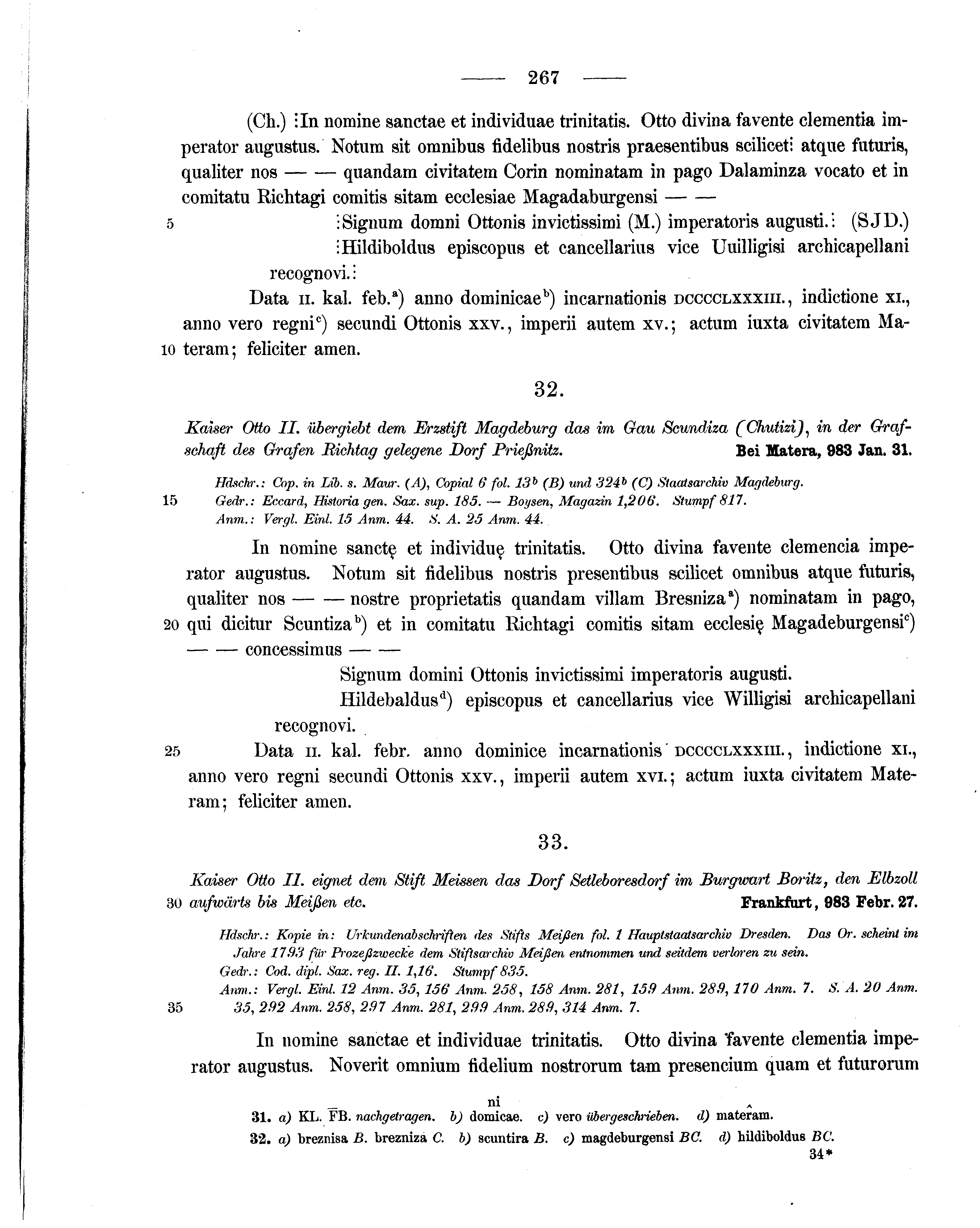 Historische Urkunde Seite 267 aus Band cds1a1