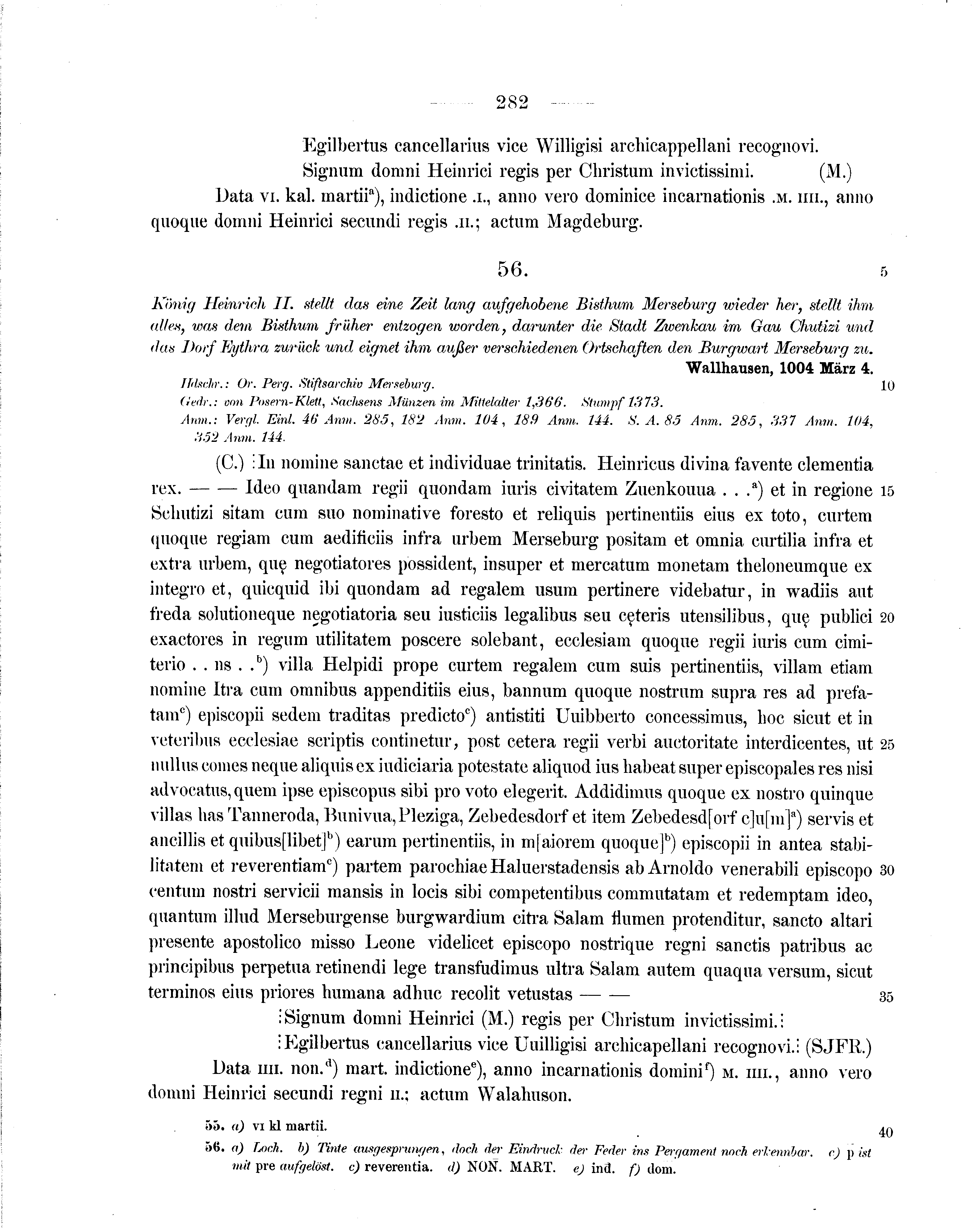 Historische Urkunde Seite 282 aus Band cds1a1