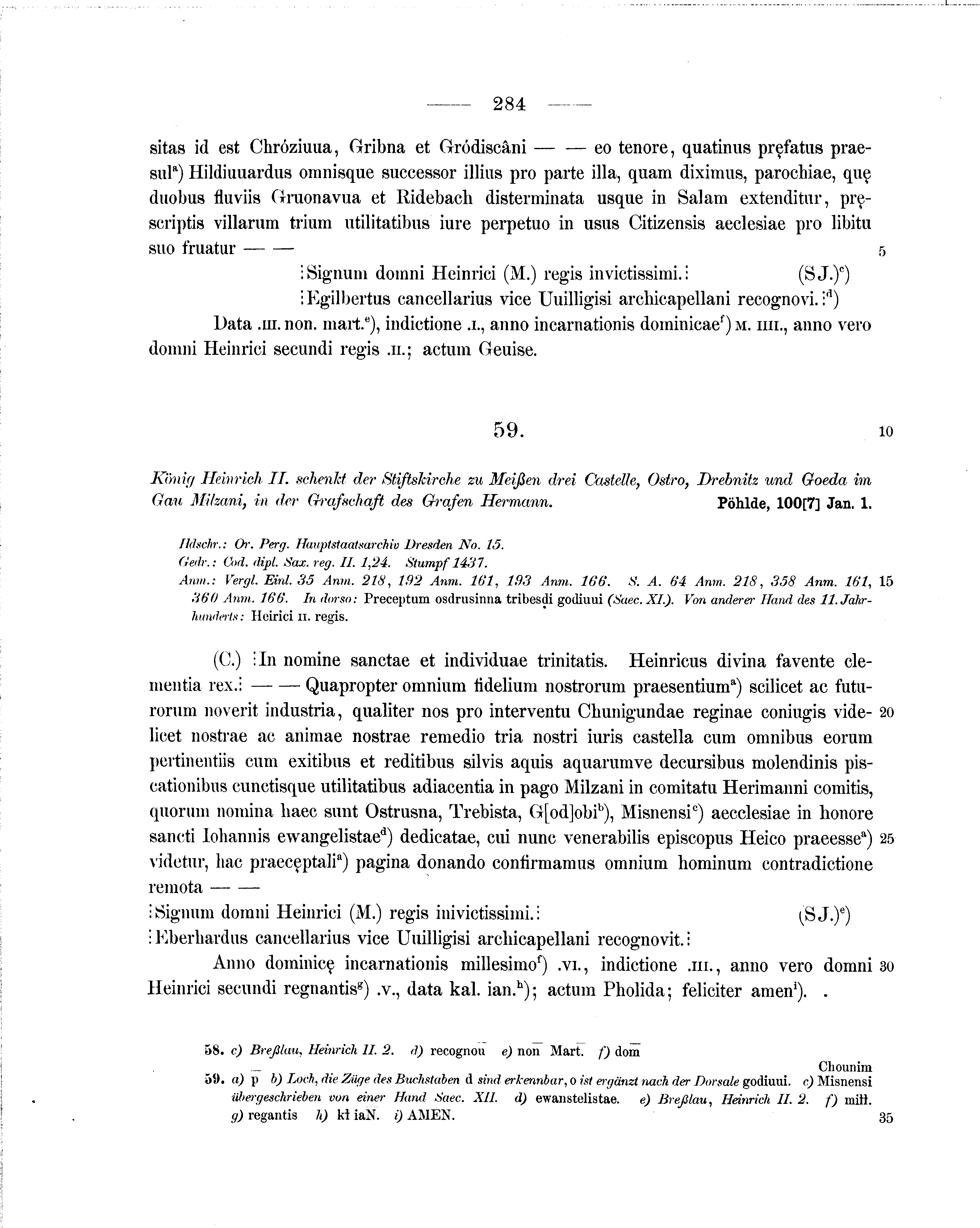 Historische Urkunde Seite 284 aus Band cds1a1