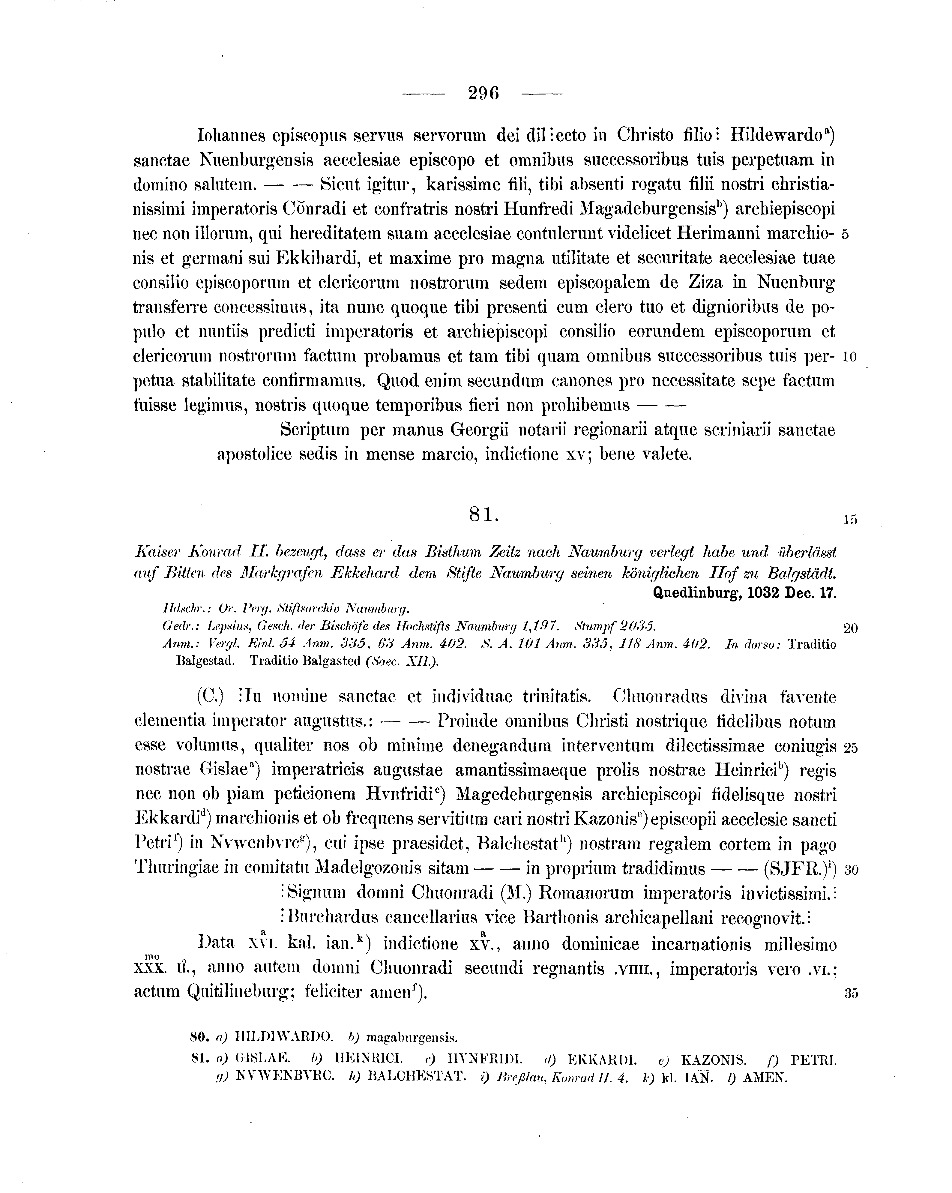 Historische Urkunde Seite 296 aus Band cds1a1