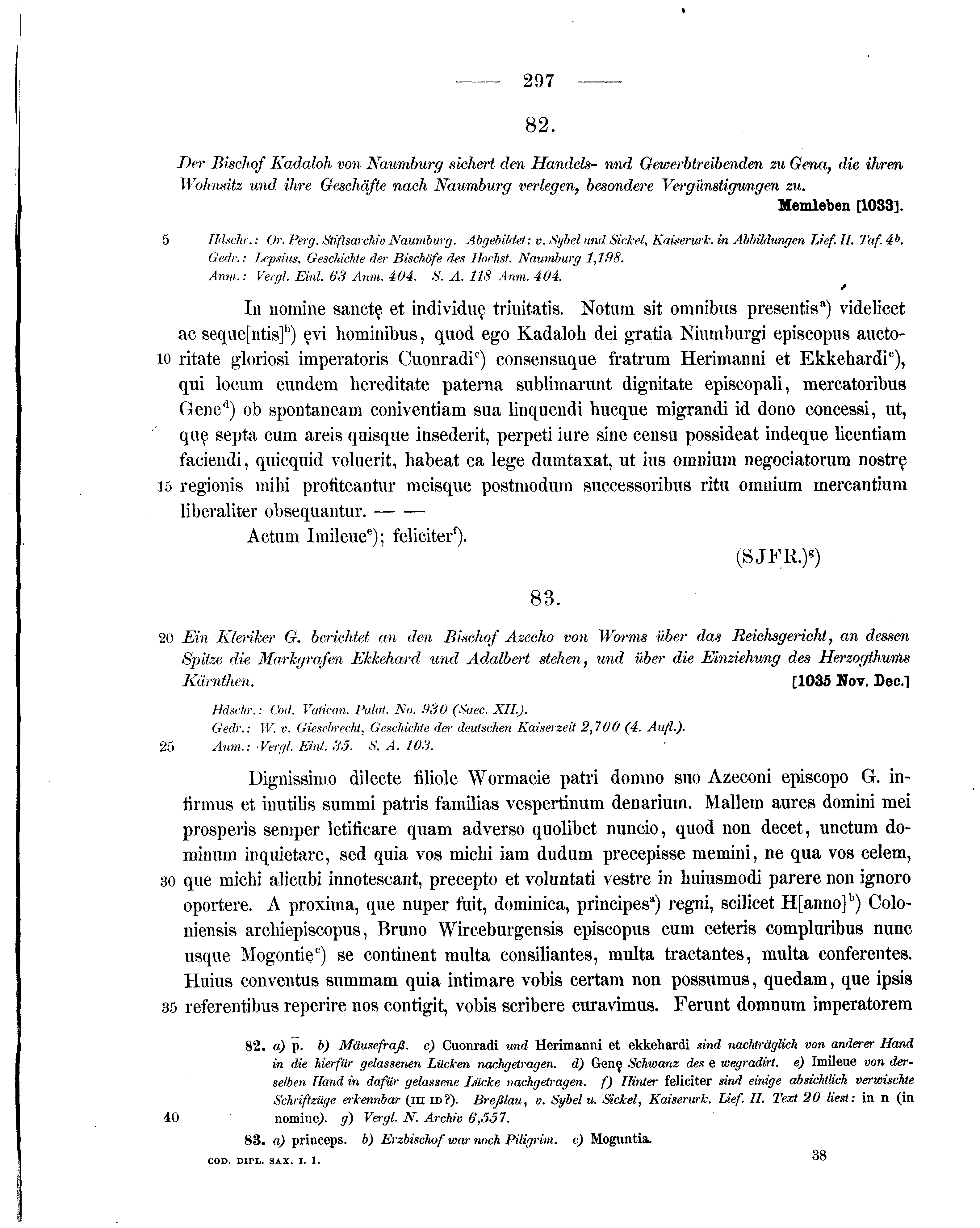 Historische Urkunde Seite 297 aus Band cds1a1