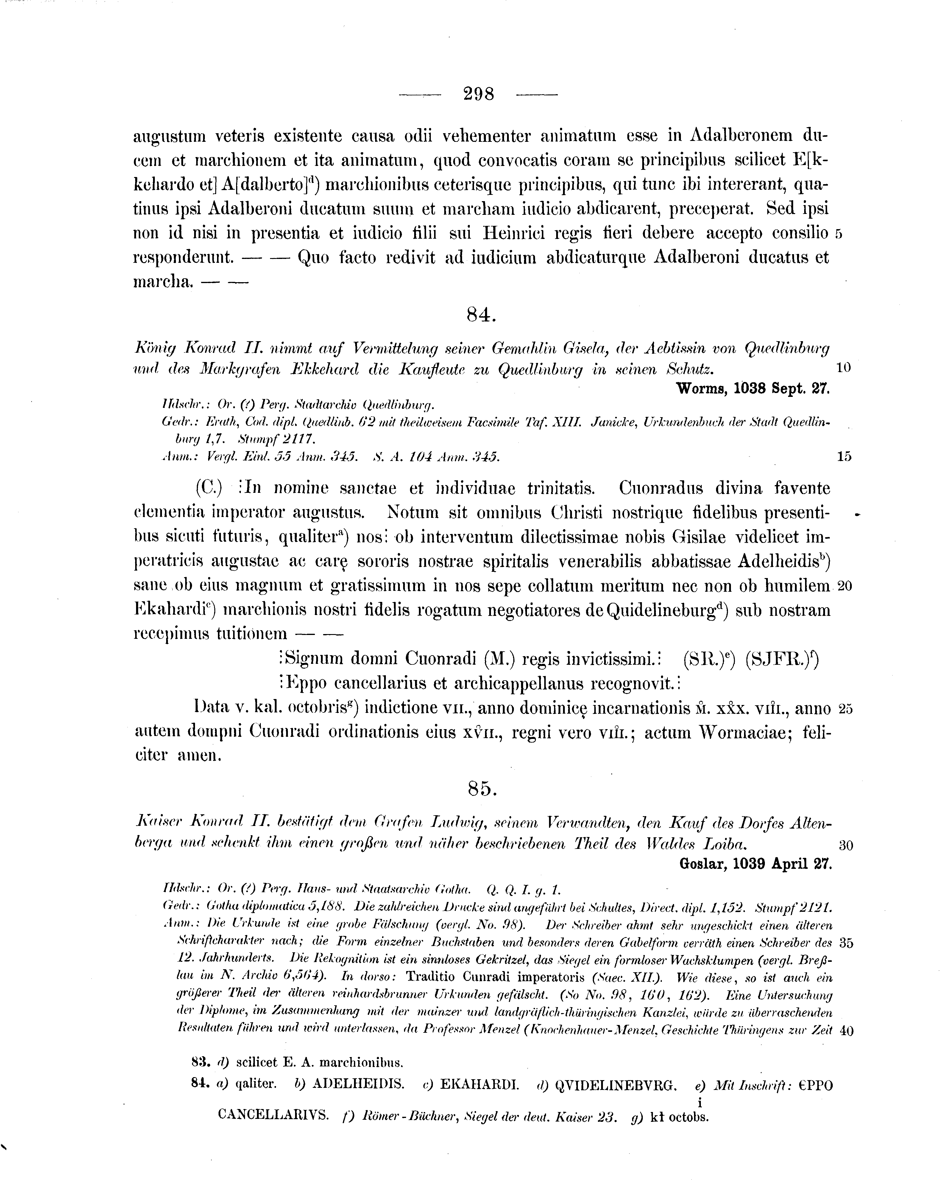 Historische Urkunde Seite 298 aus Band cds1a1
