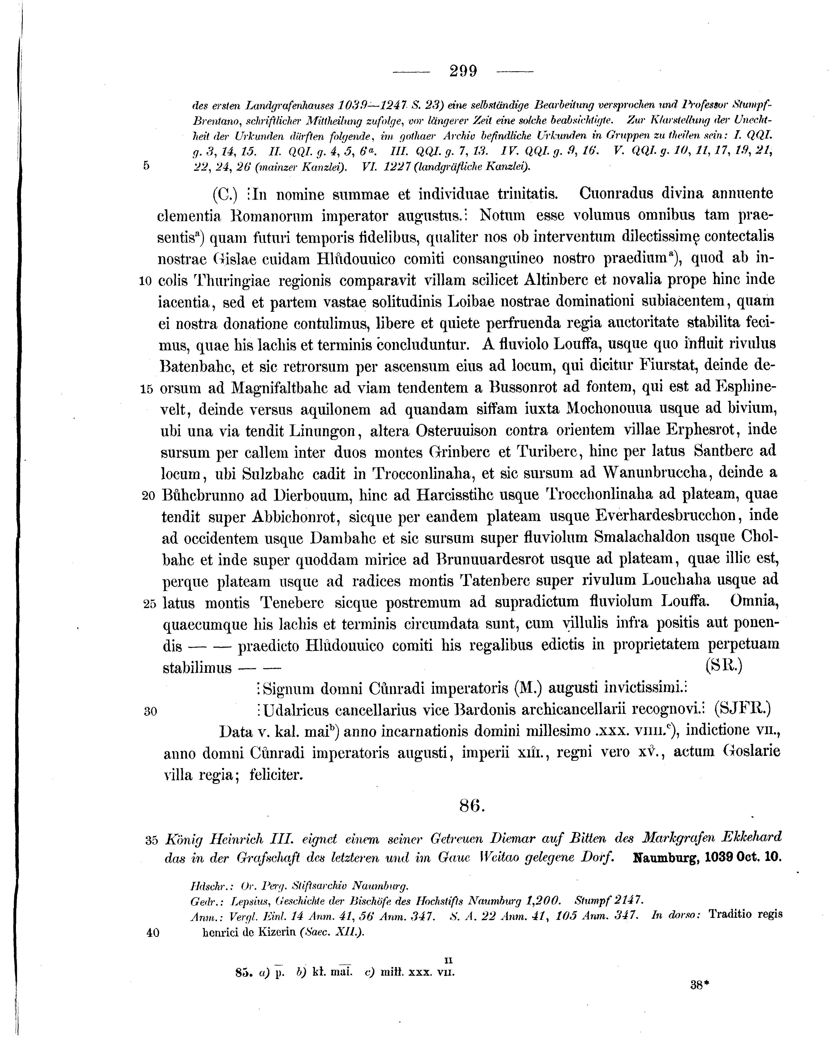 Historische Urkunde Seite 299 aus Band cds1a1