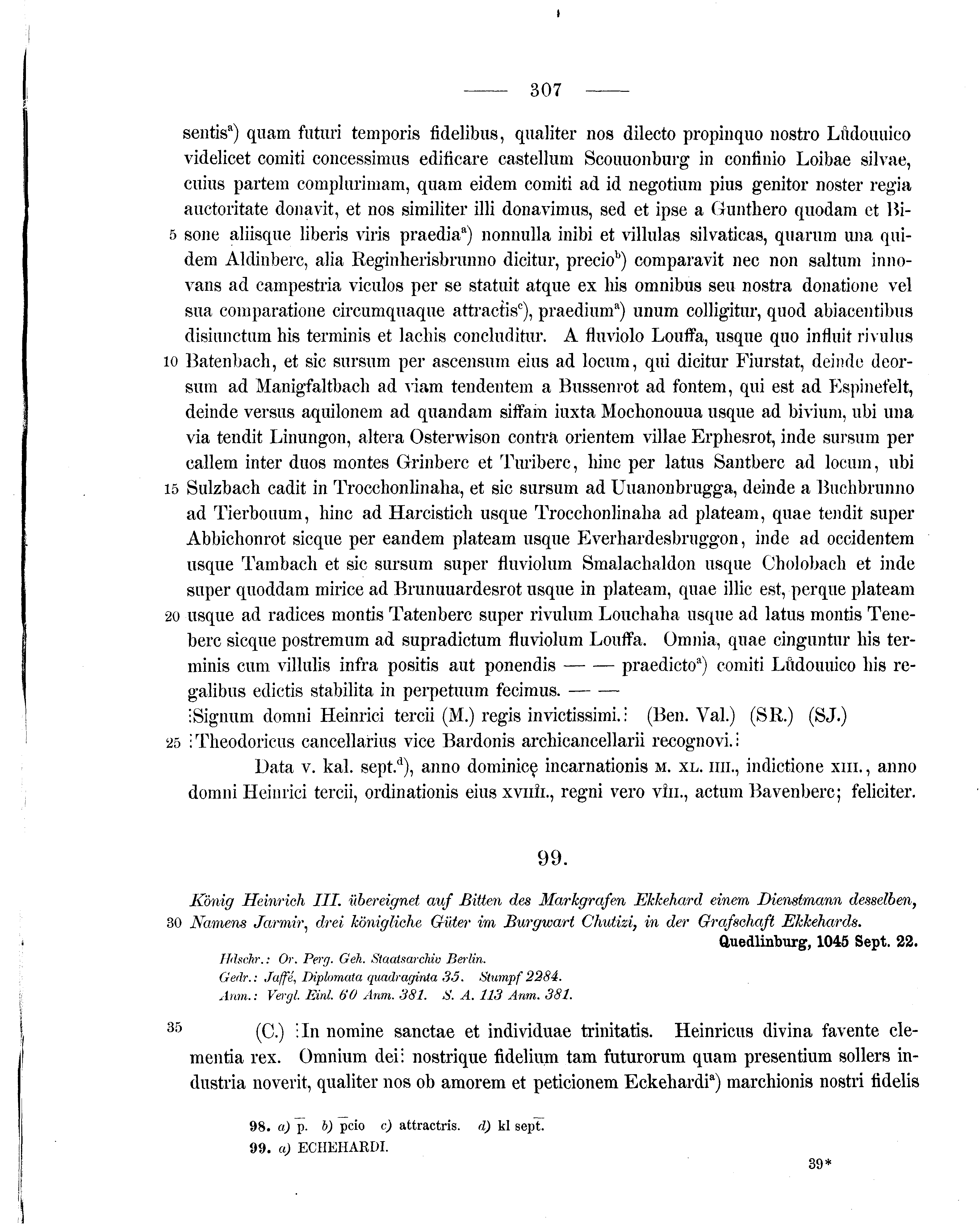 Historische Urkunde Seite 307 aus Band cds1a1