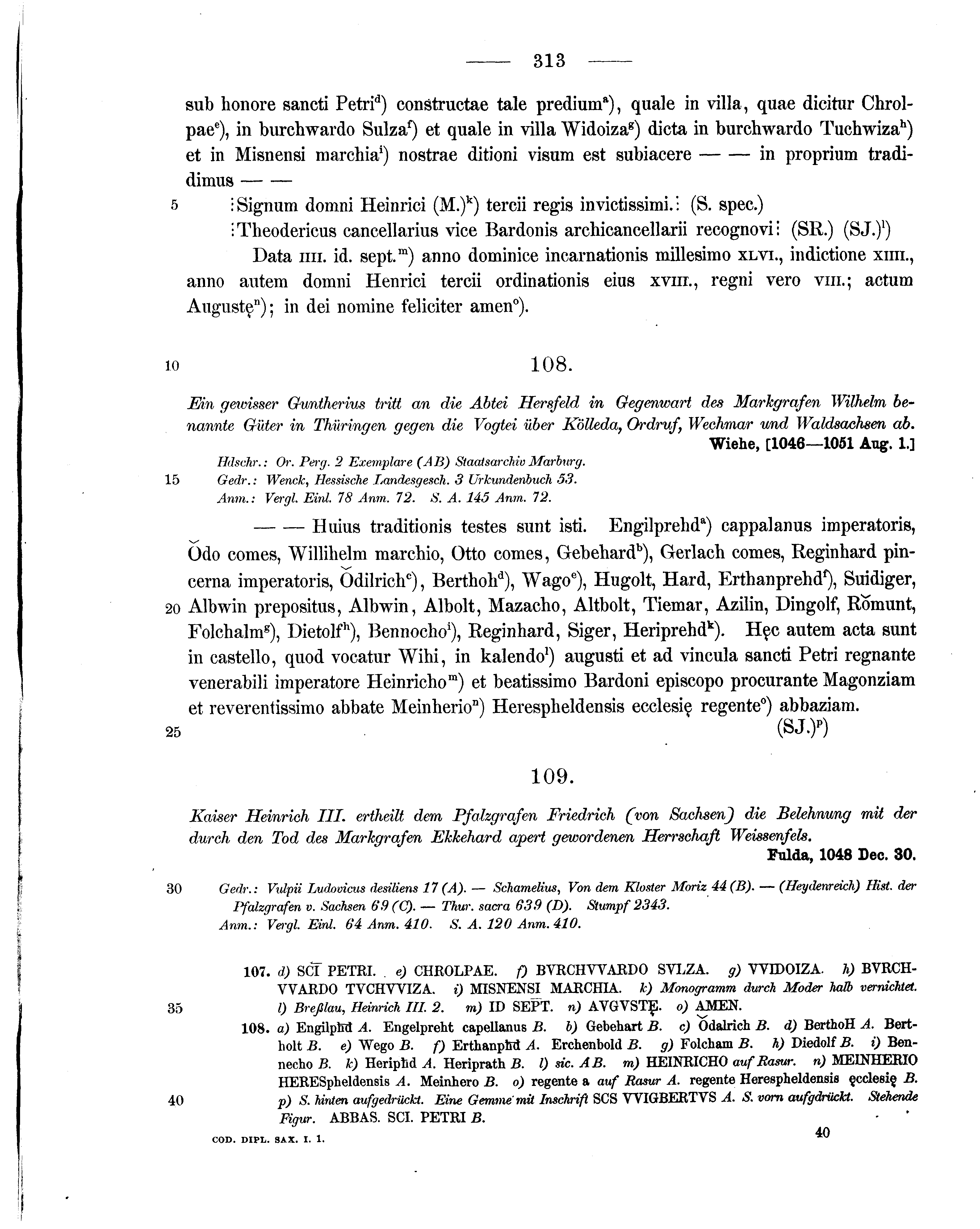 Historische Urkunde Seite 313 aus Band cds1a1
