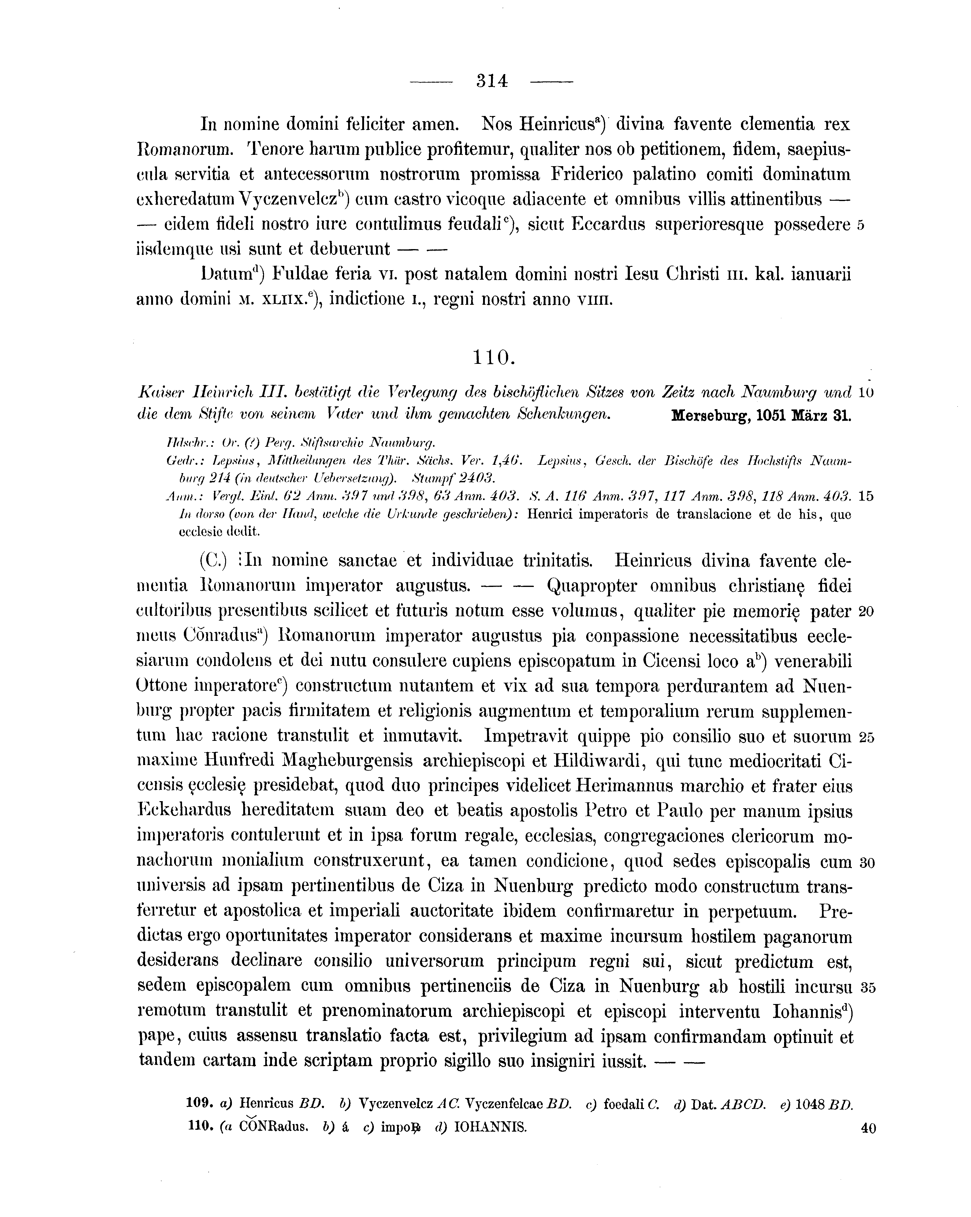Historische Urkunde Seite 314 aus Band cds1a1