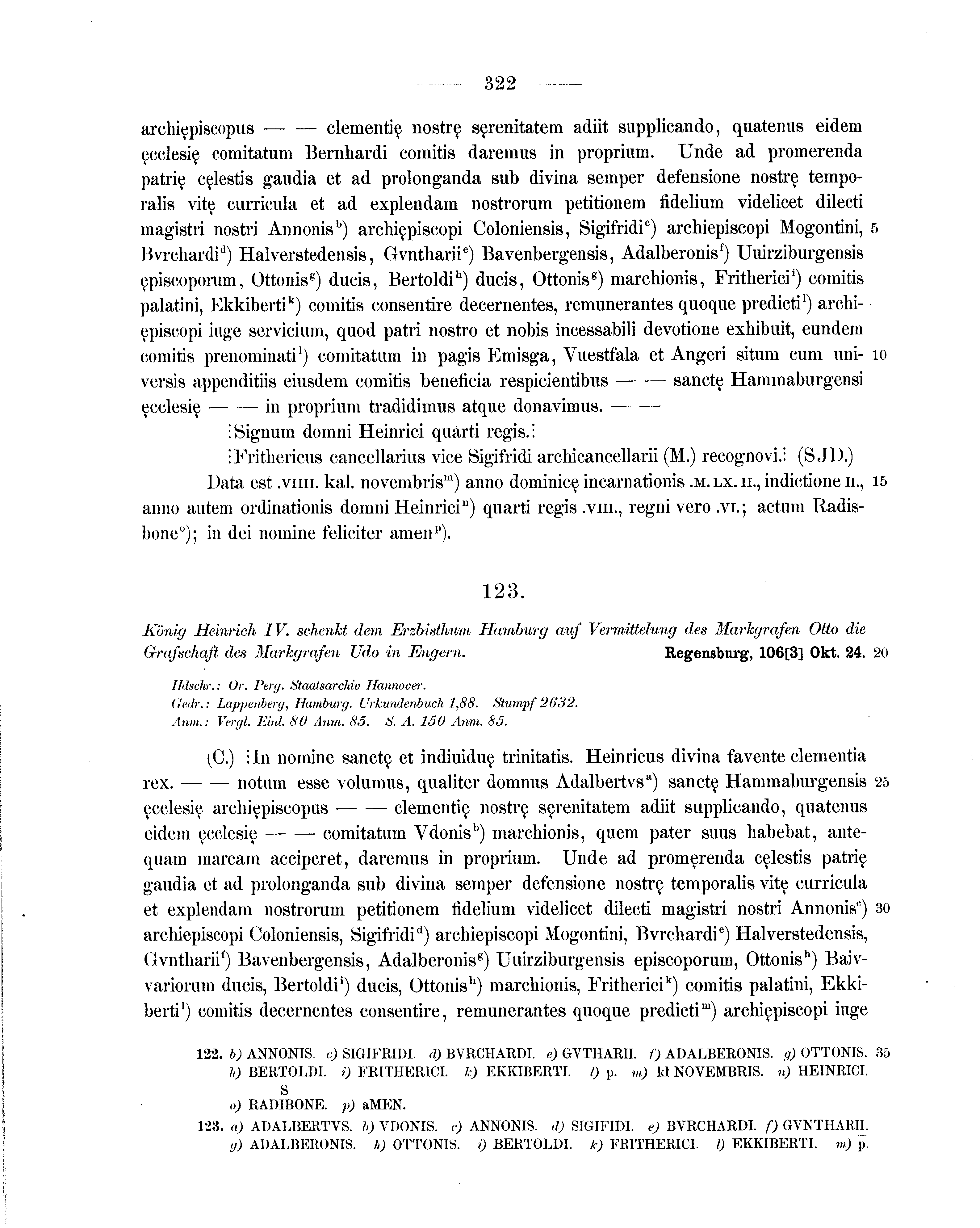 Historische Urkunde Seite 322 aus Band cds1a1