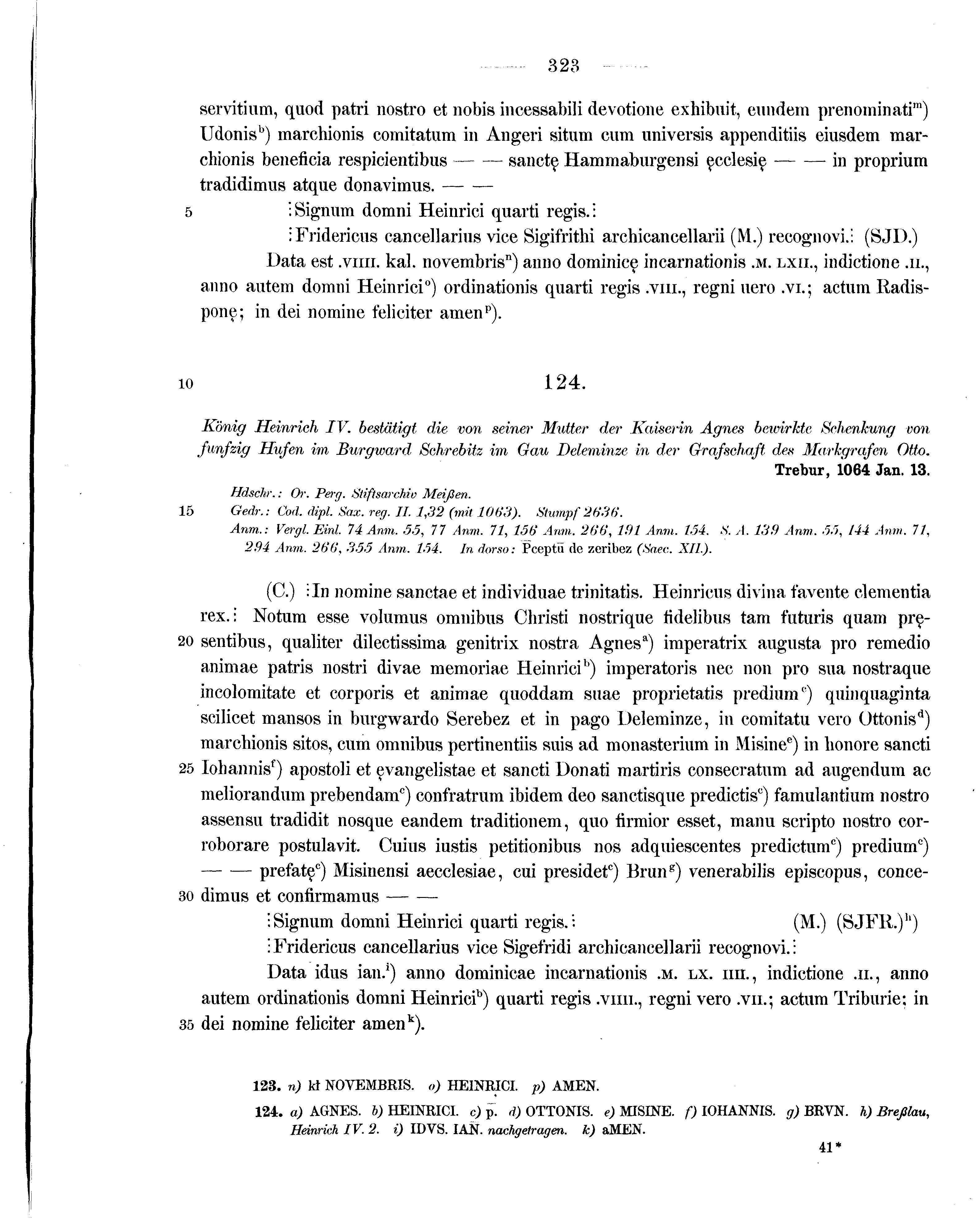 Historische Urkunde Seite 323 aus Band cds1a1