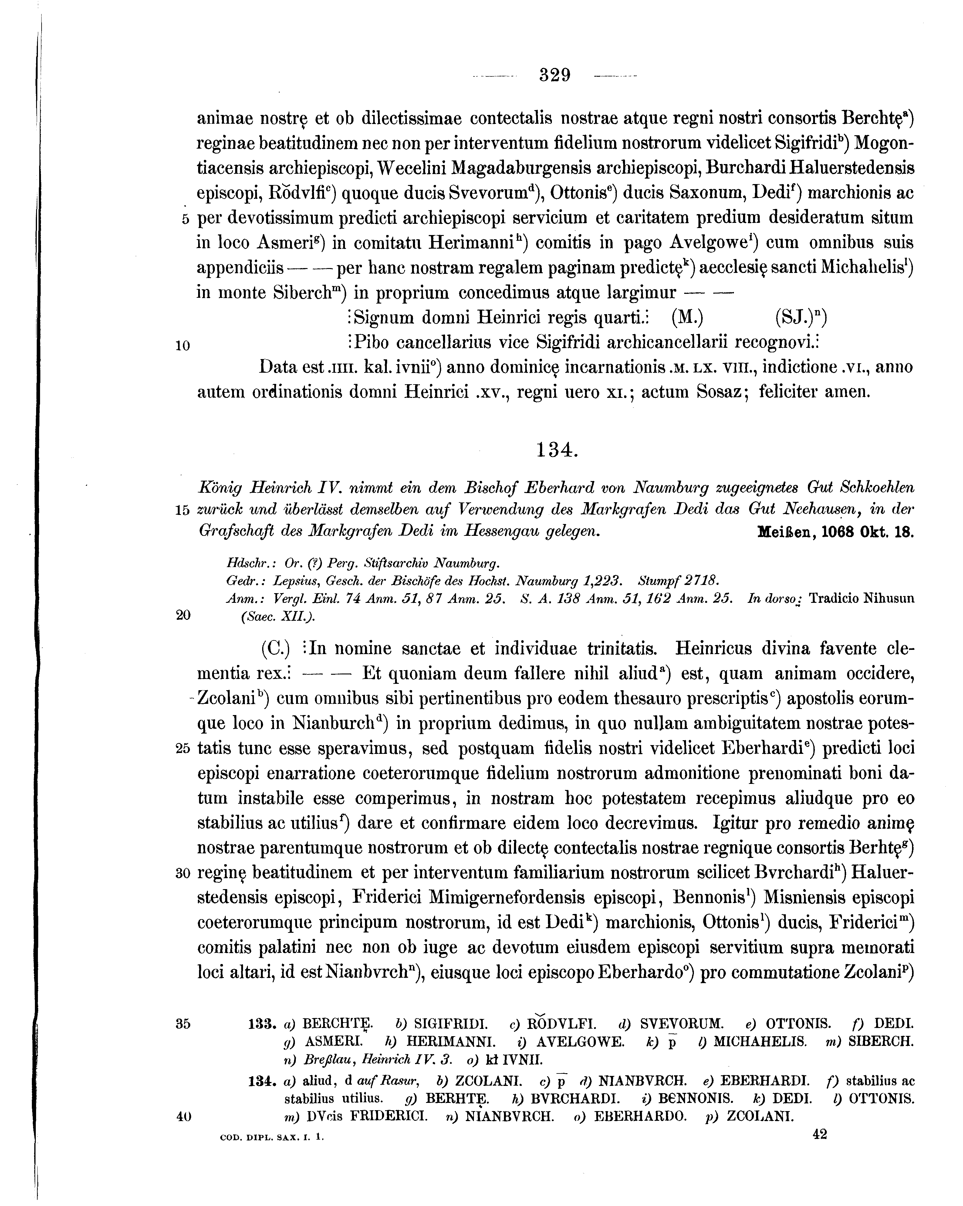 Historische Urkunde Seite 329 aus Band cds1a1