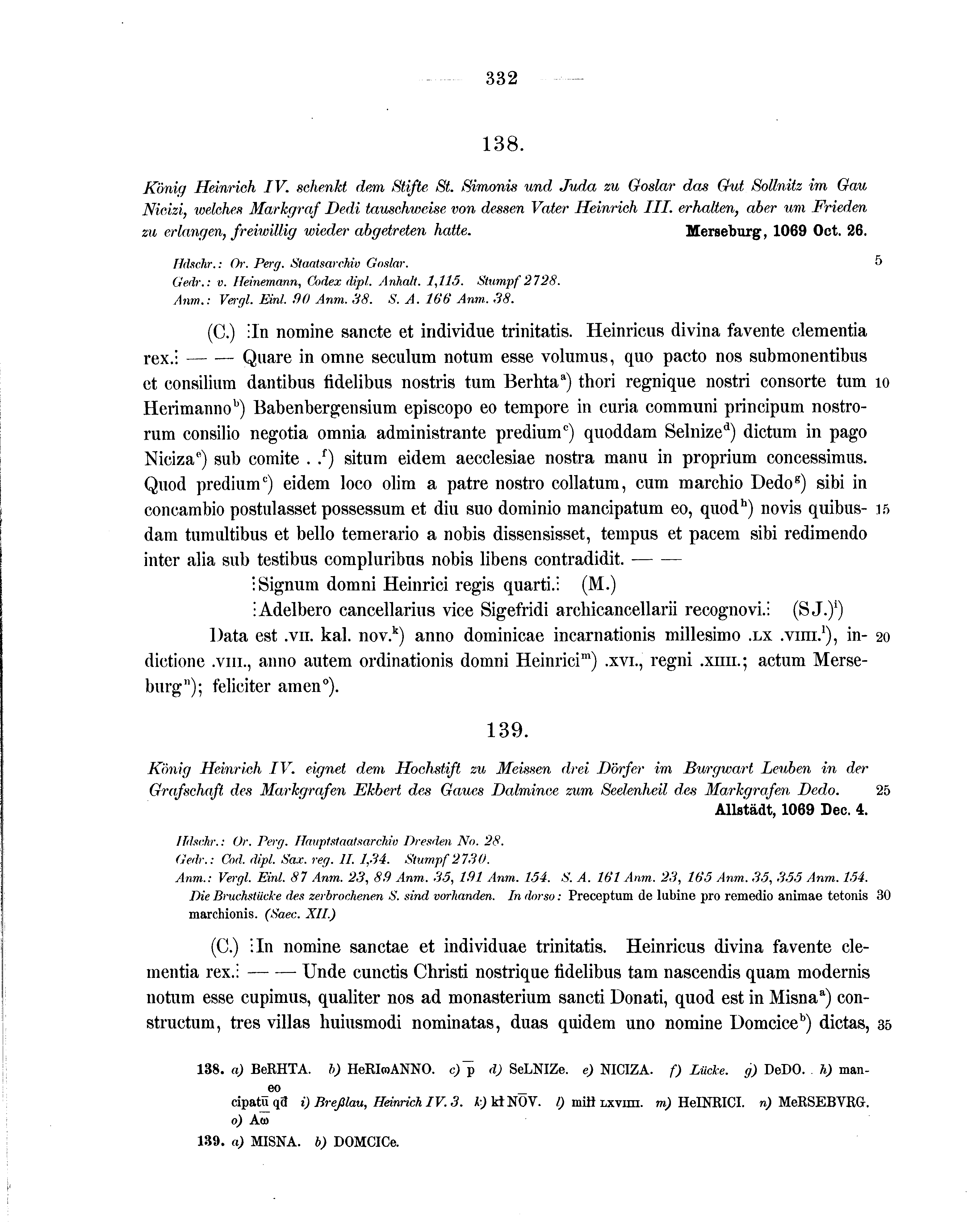 Historische Urkunde Seite 332 aus Band cds1a1