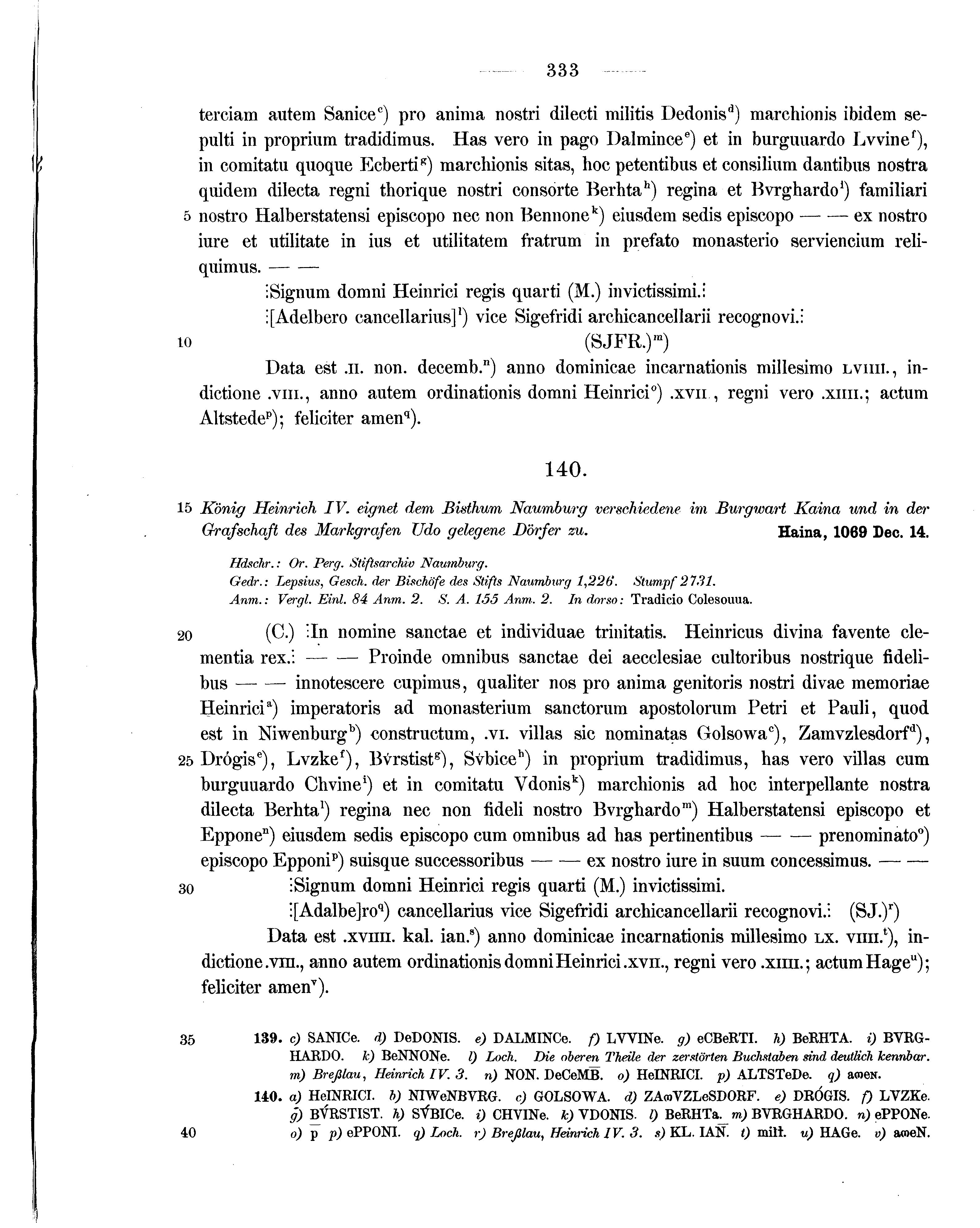 Historische Urkunde Seite 333 aus Band cds1a1