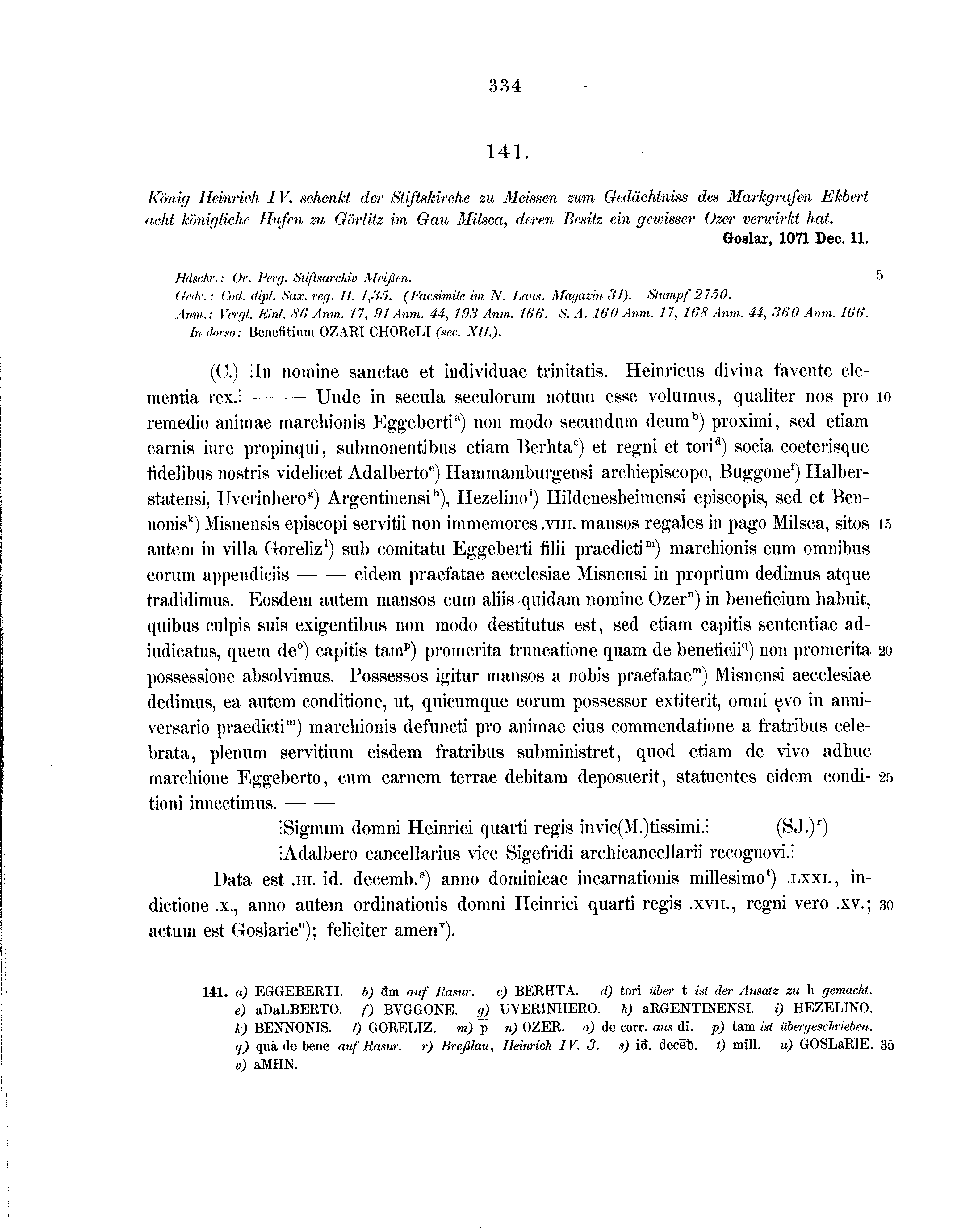 Historische Urkunde Seite 334 aus Band cds1a1