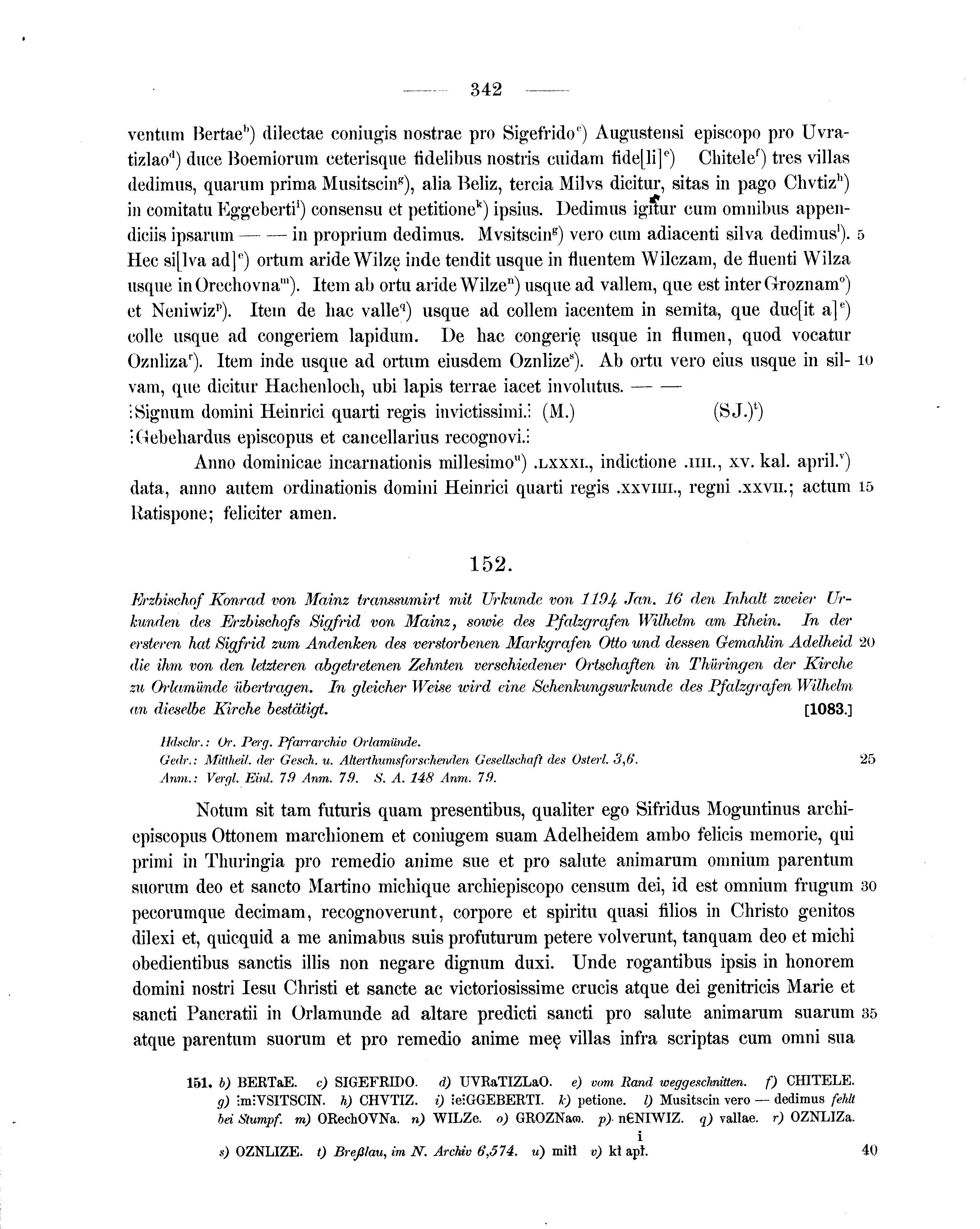 Historische Urkunde Seite 342 aus Band cds1a1