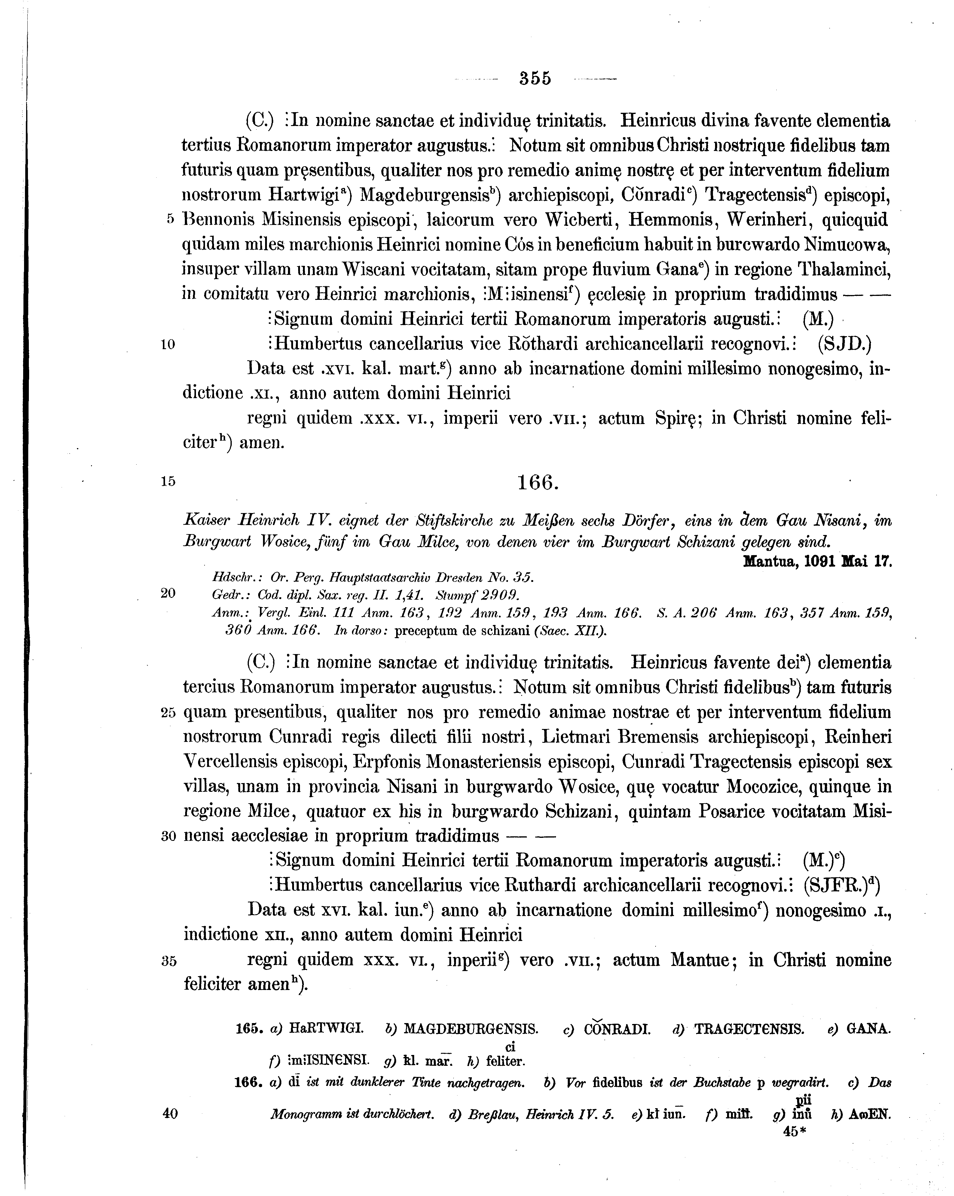 Historische Urkunde Seite 355 aus Band cds1a1