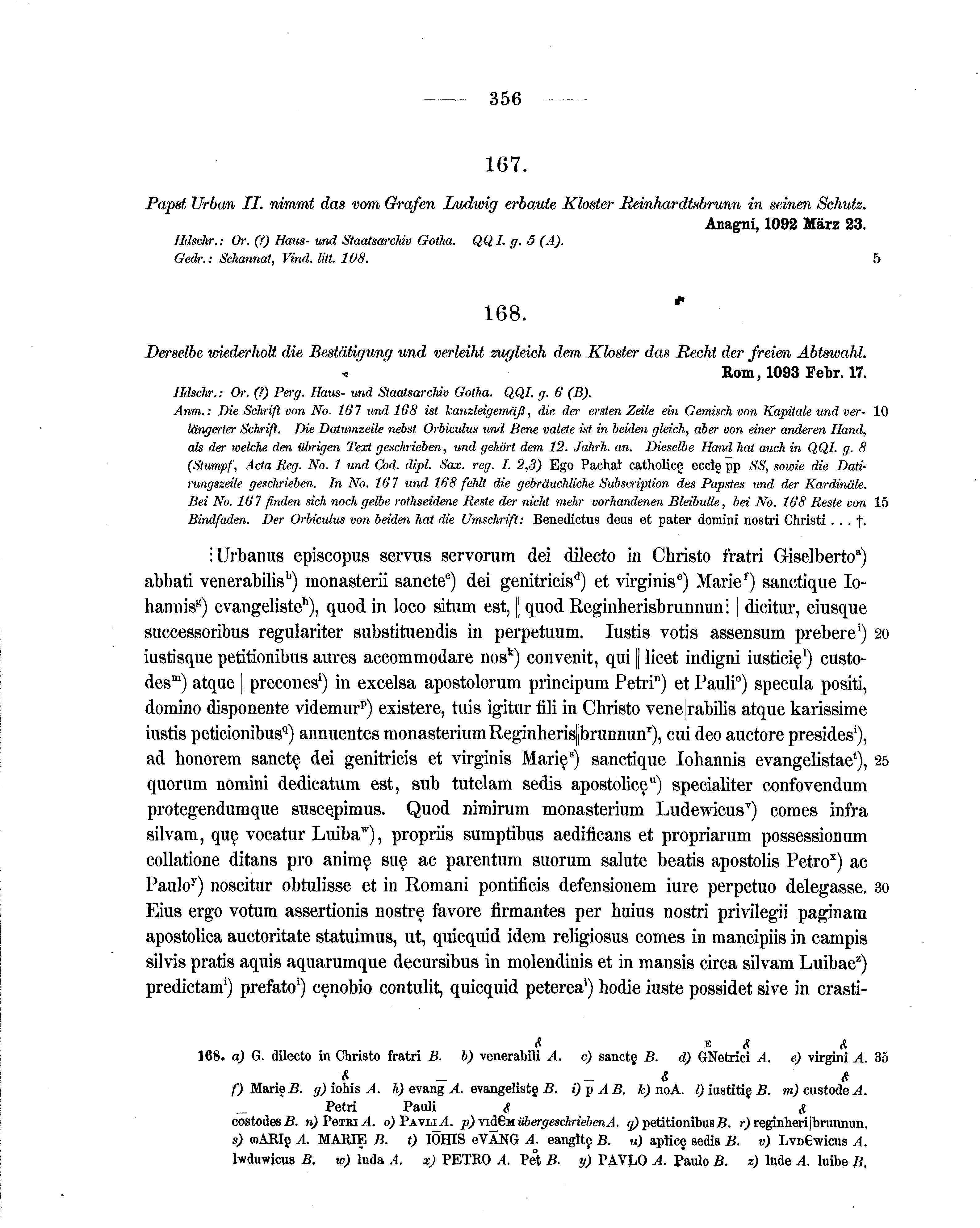 Historische Urkunde Seite 356 aus Band cds1a1