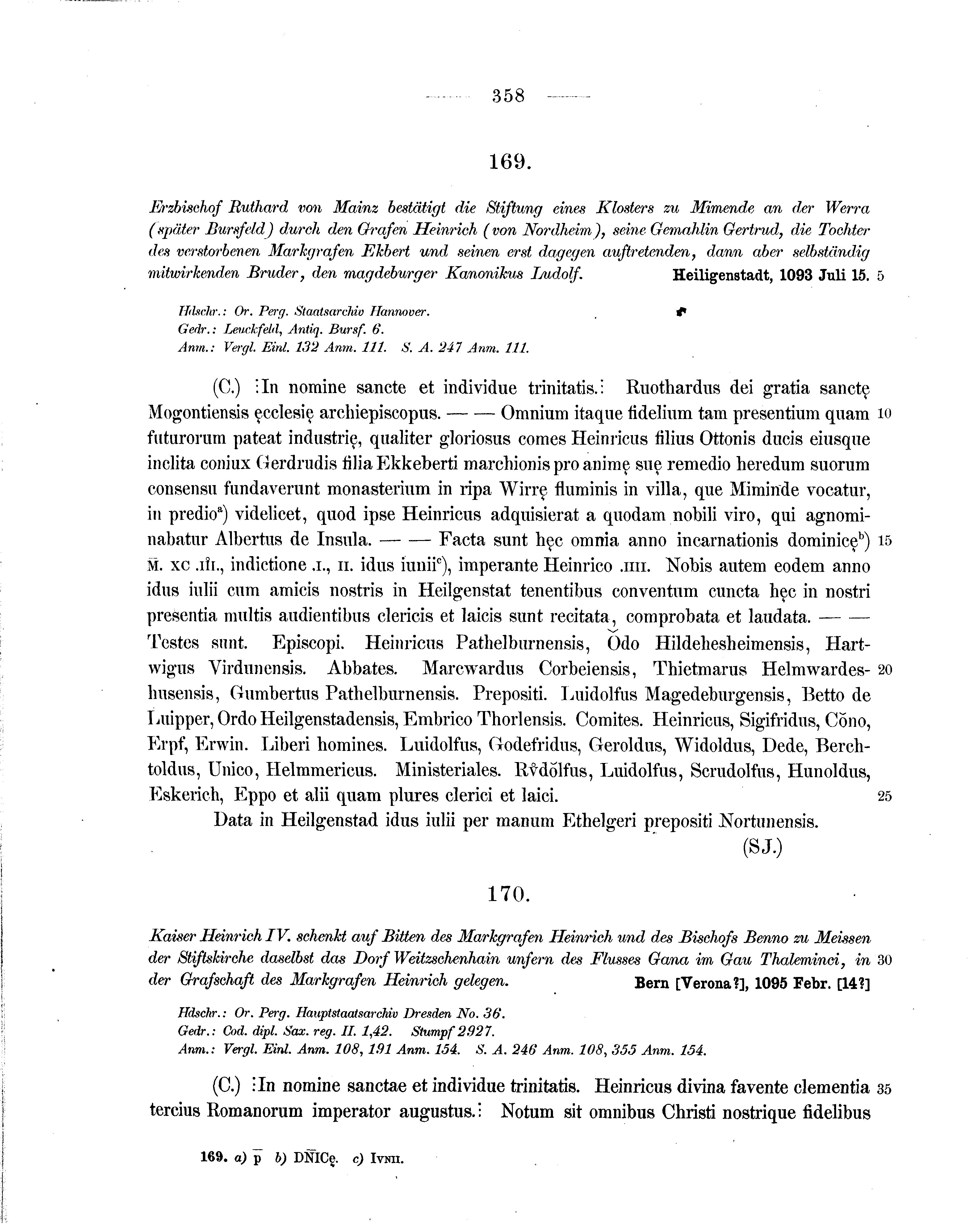 Historische Urkunde Seite 358 aus Band cds1a1