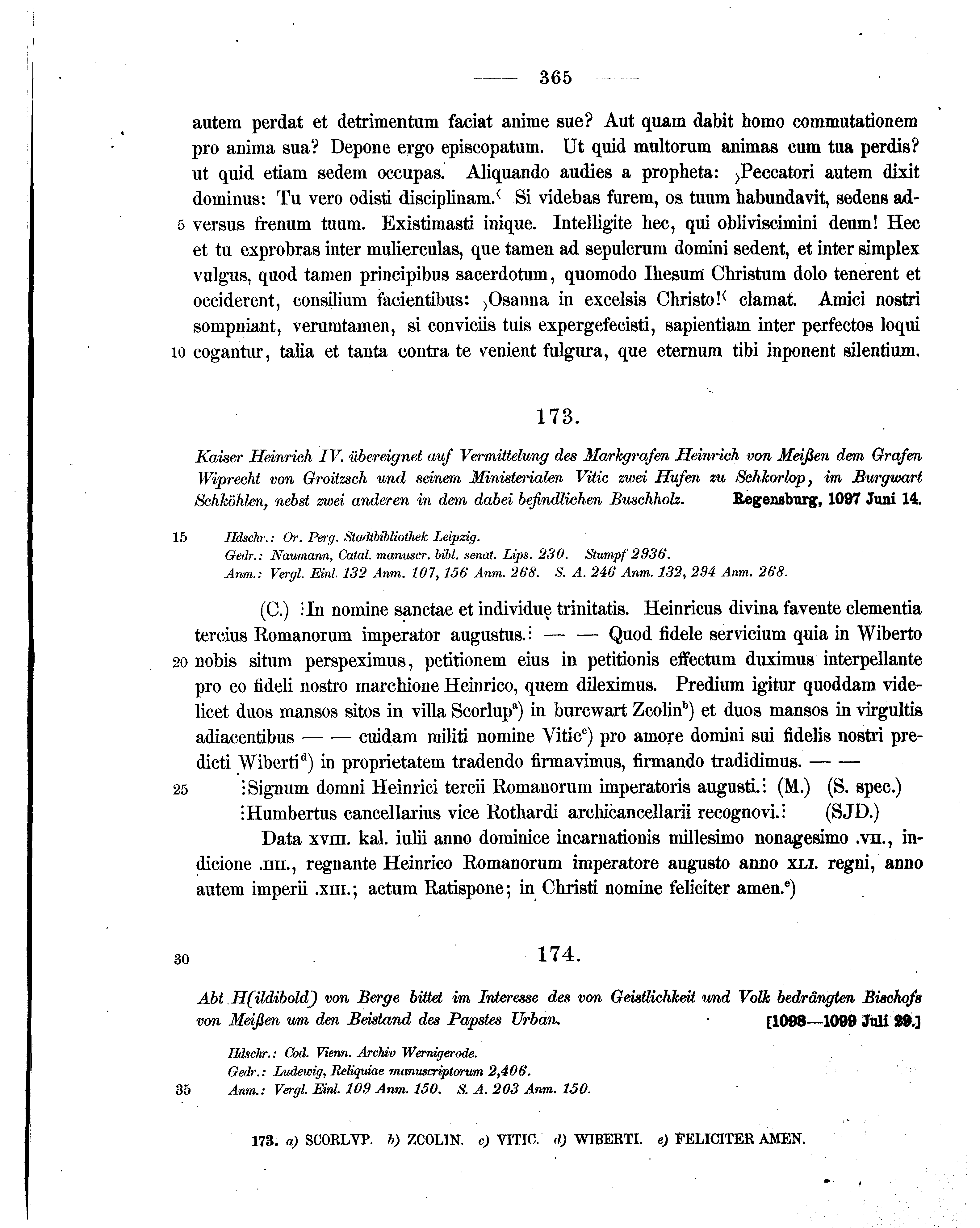 Historische Urkunde Seite 365 aus Band cds1a1