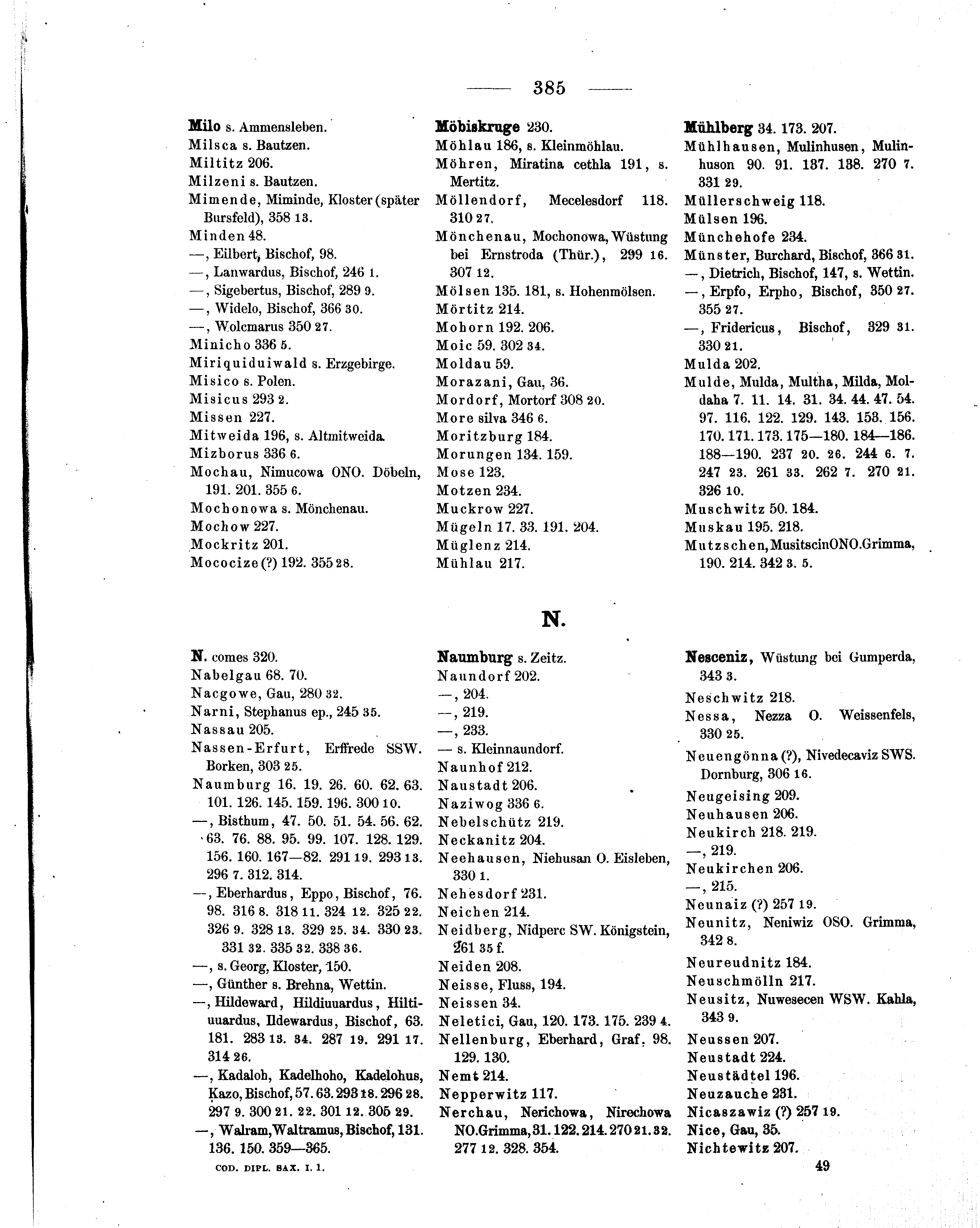 Historische Urkunde Seite 385 aus Band cds1a1