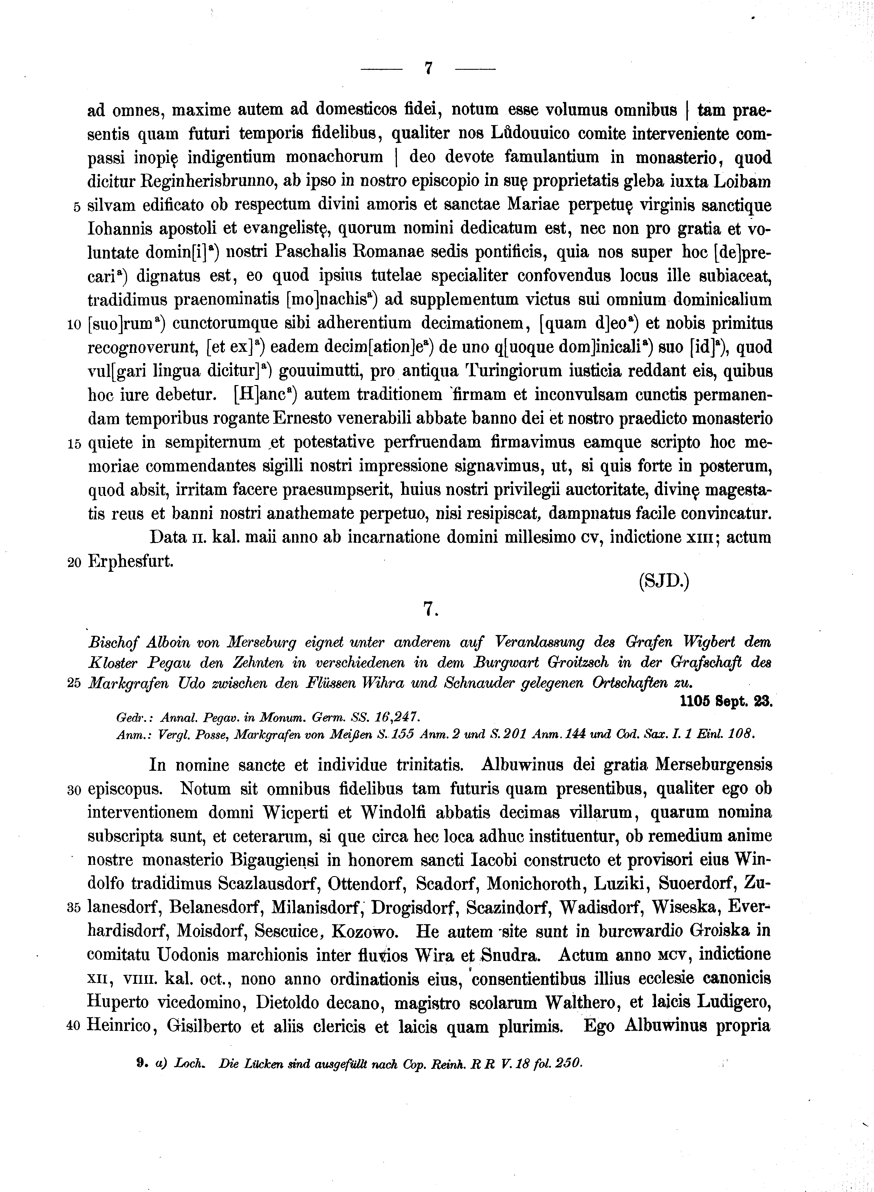 Historische Urkunde Seite 7 aus Band cds1a2