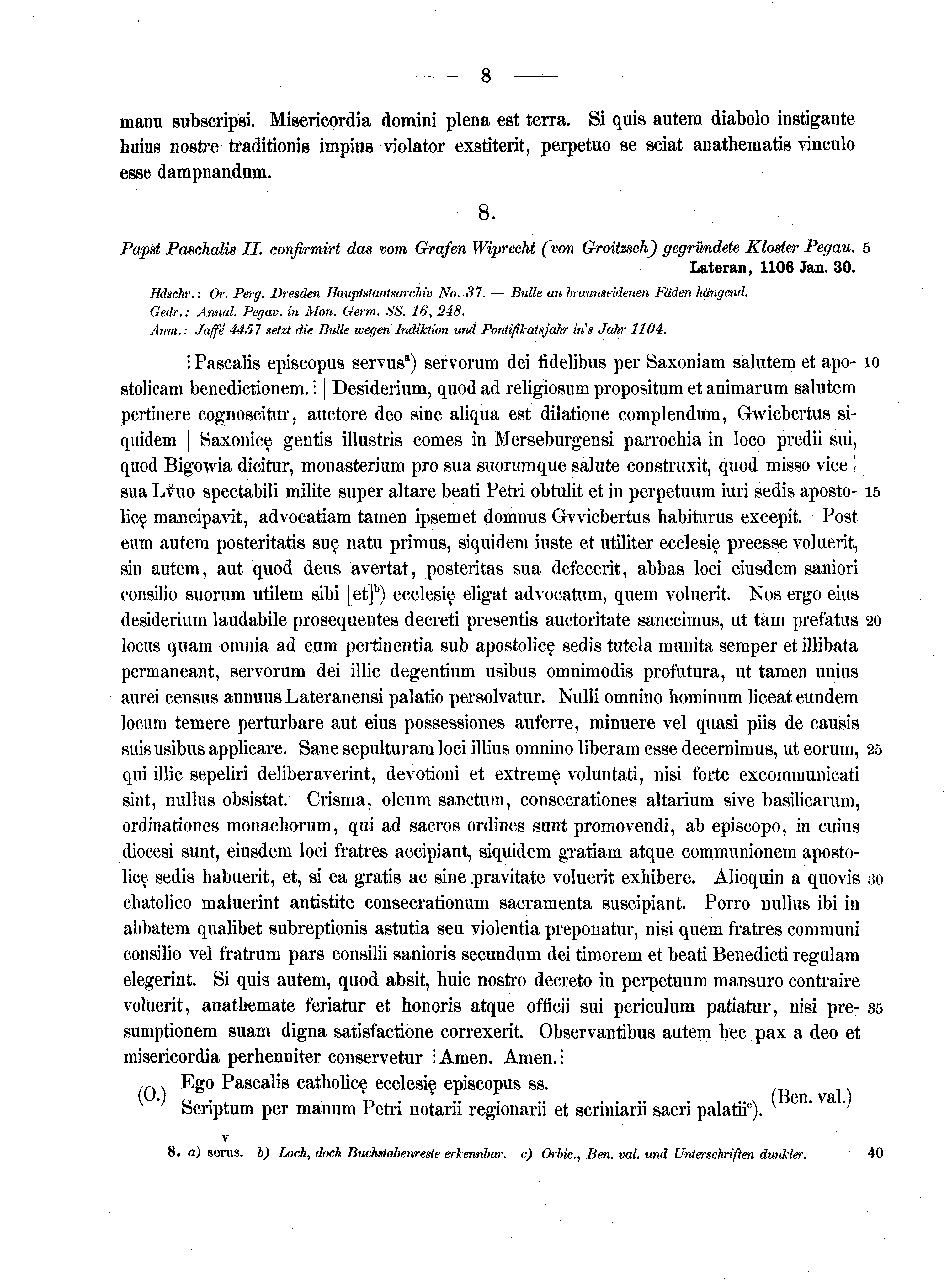 Historische Urkunde Seite 8 aus Band cds1a2