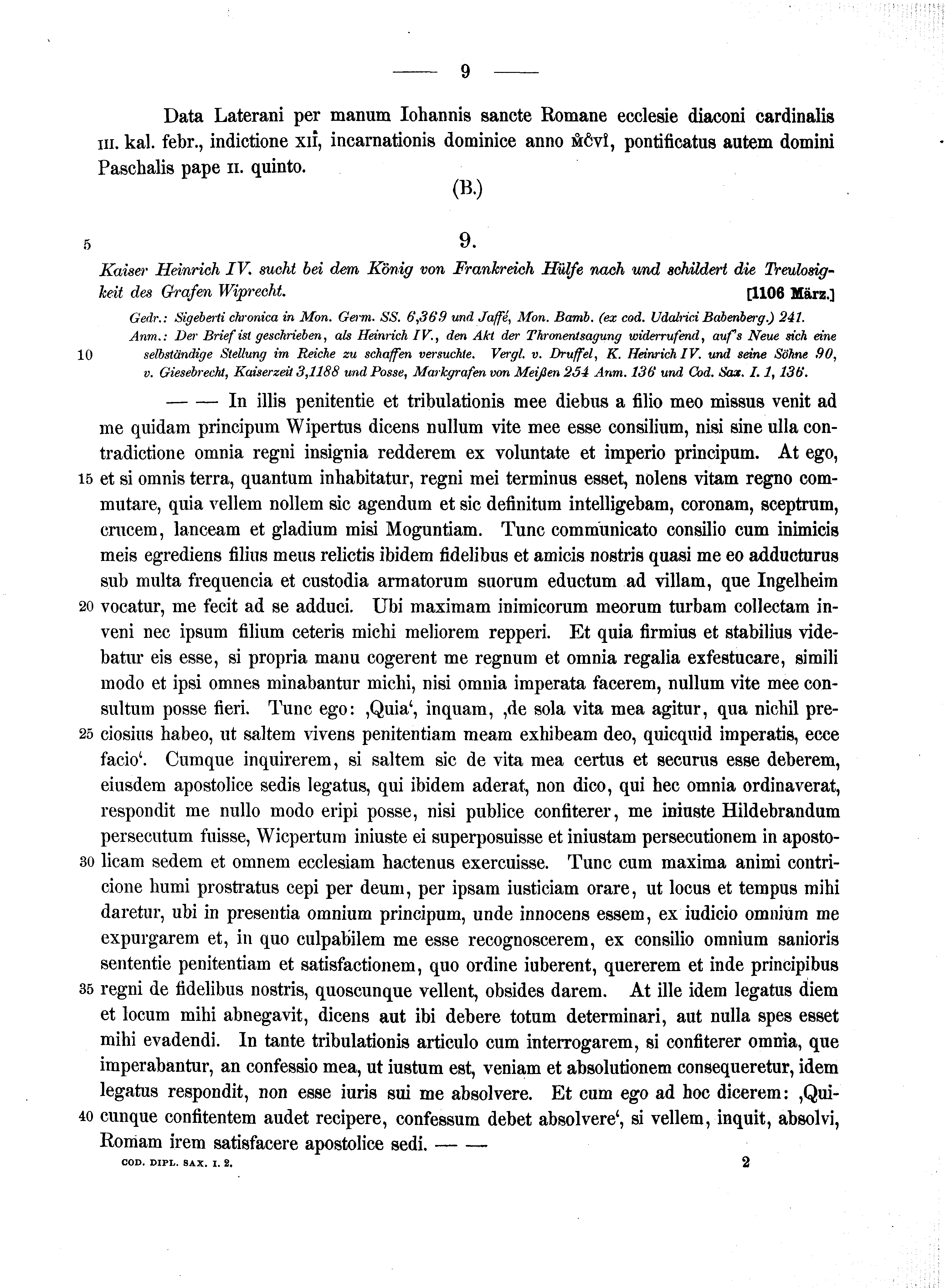 Historische Urkunde Seite 9 aus Band cds1a2