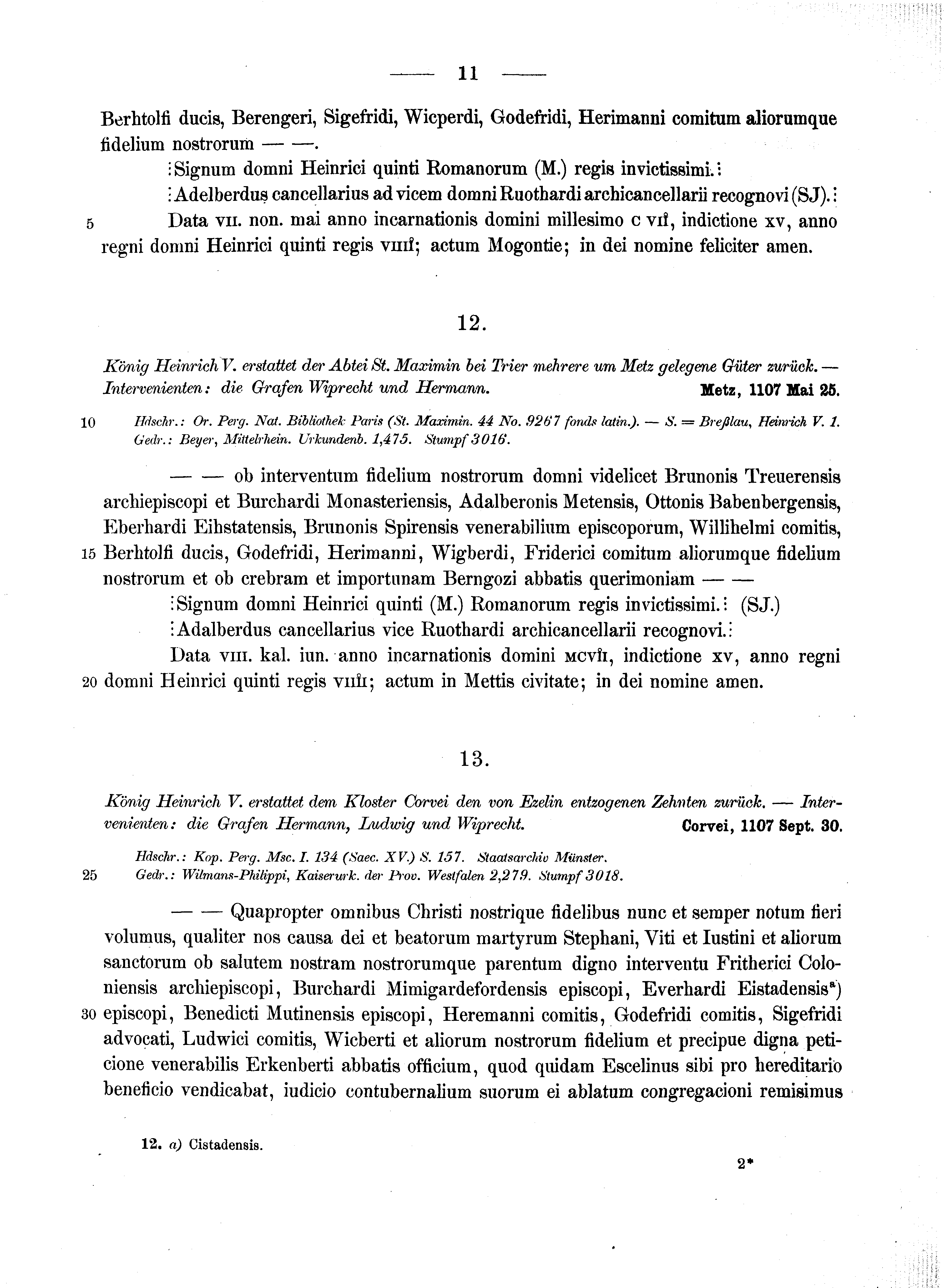 Historische Urkunde Seite 11 aus Band cds1a2