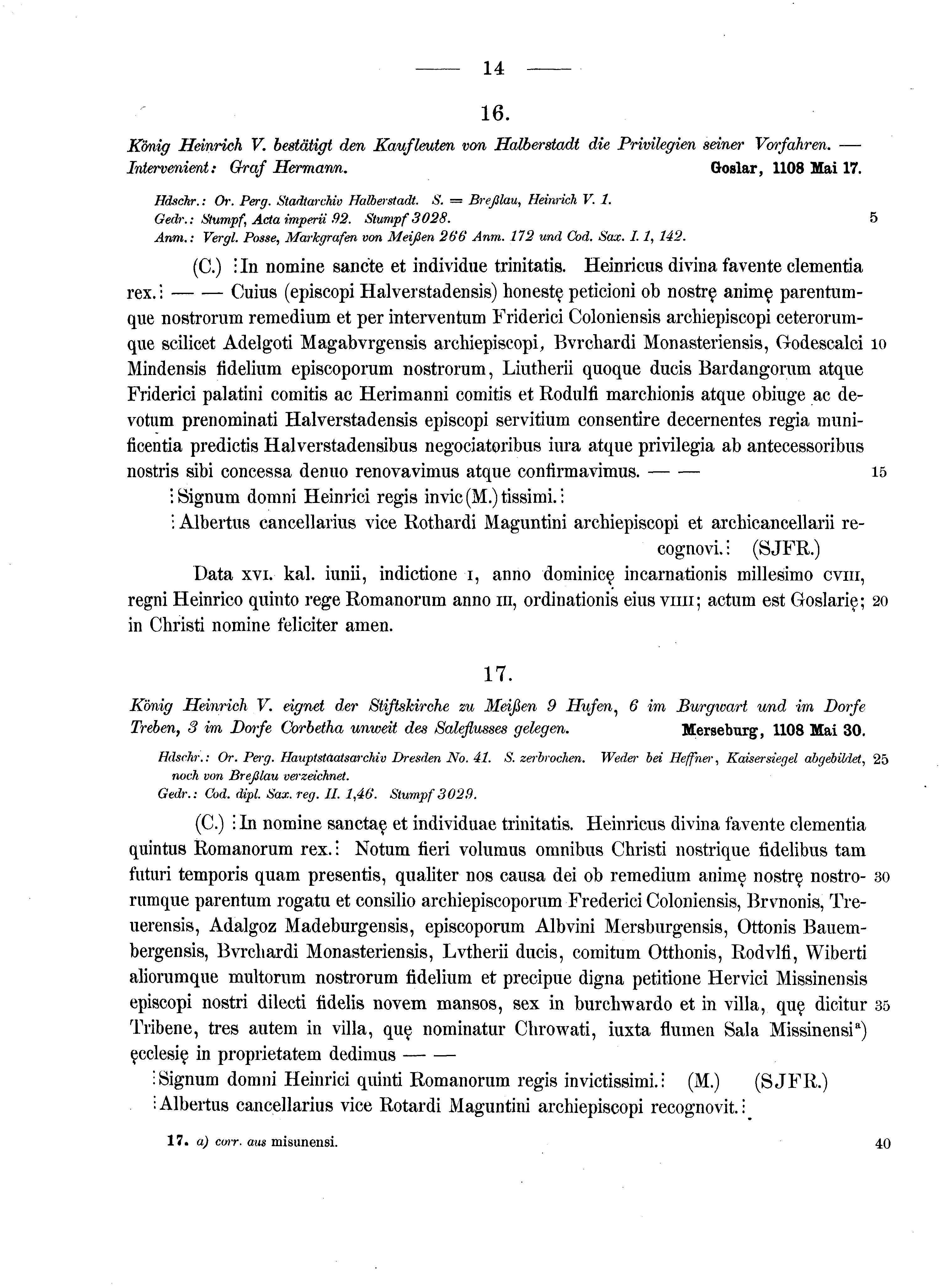 Historische Urkunde Seite 14 aus Band cds1a2