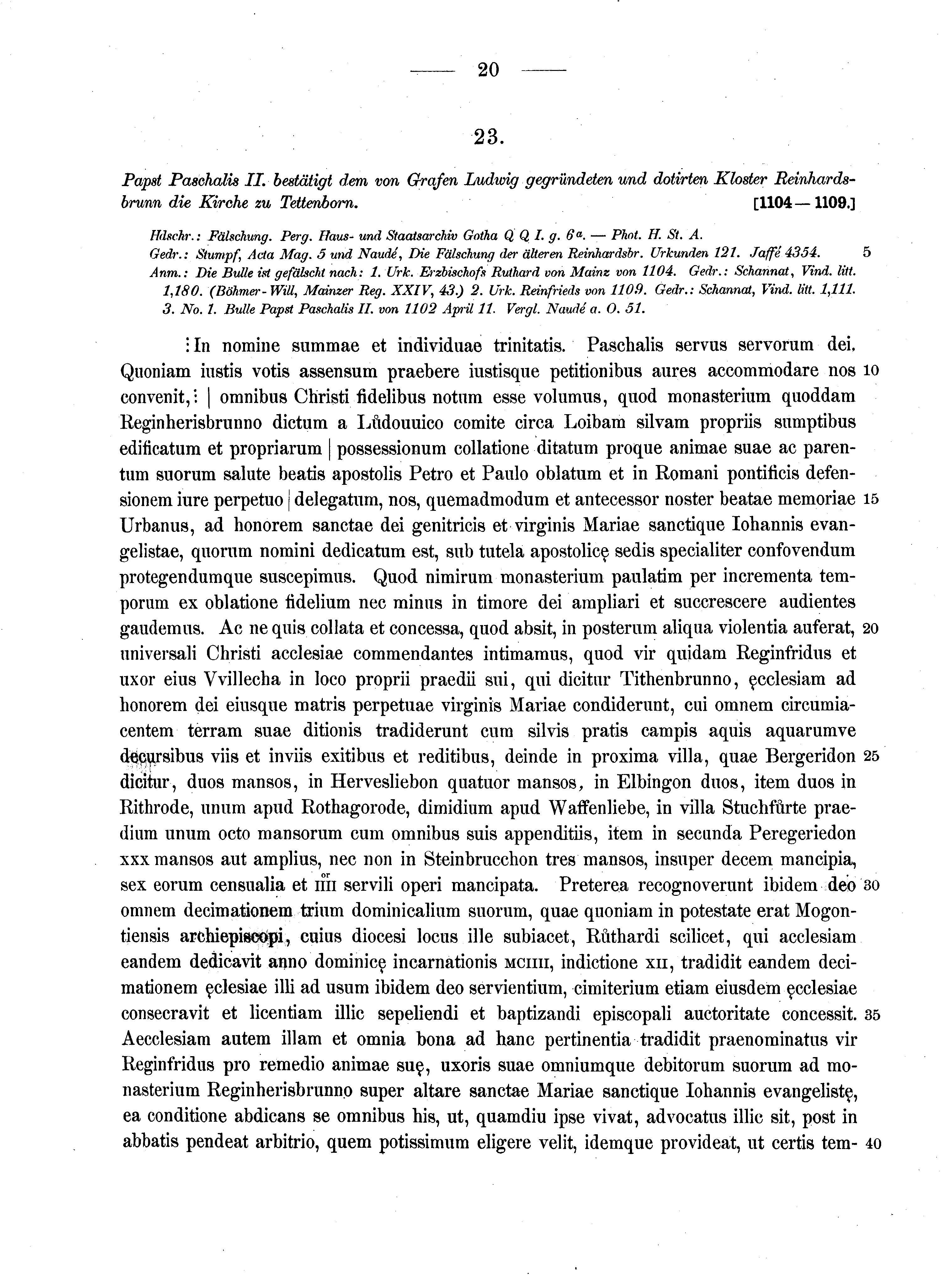Historische Urkunde Seite 20 aus Band cds1a2