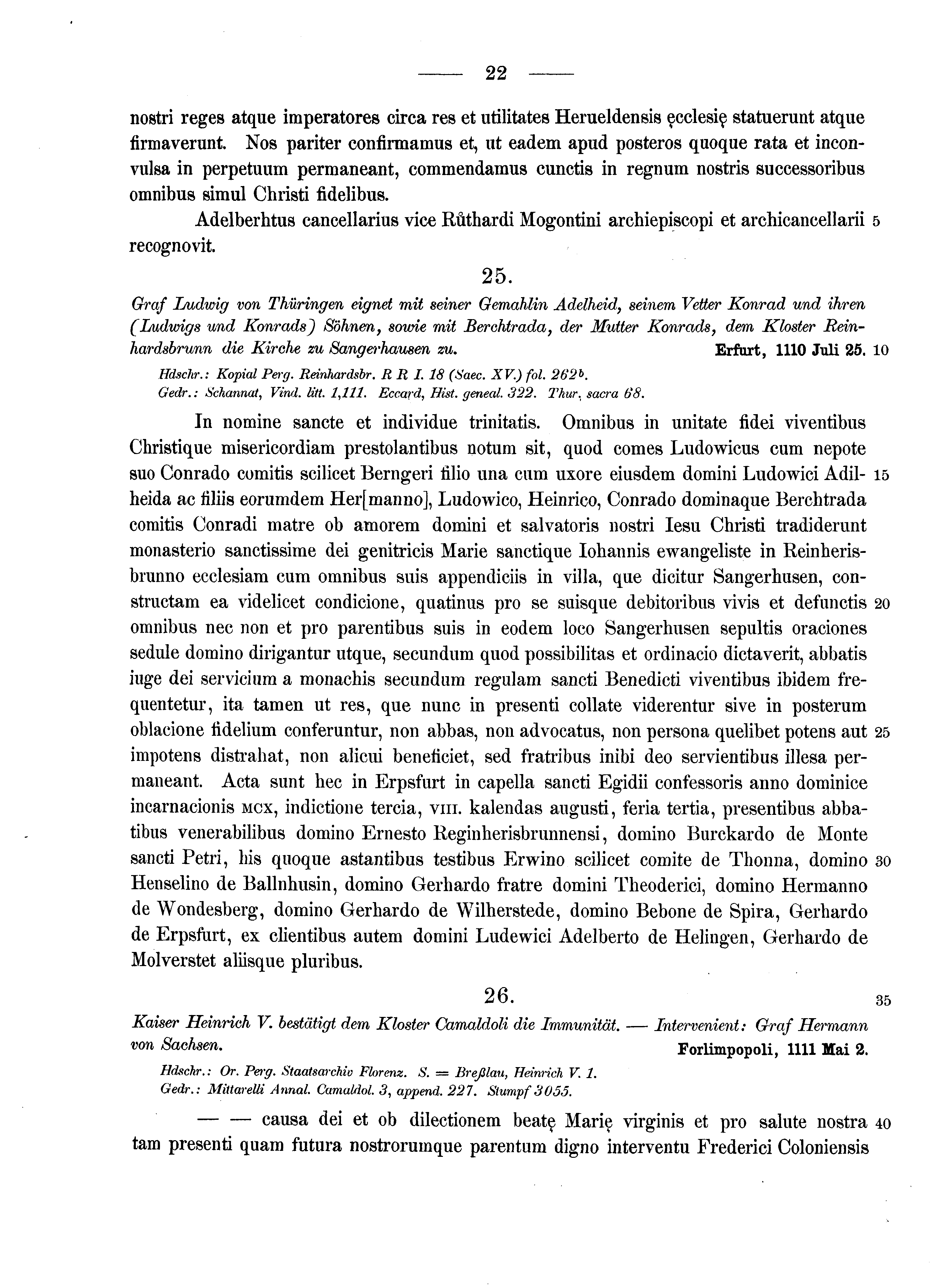 Historische Urkunde Seite 22 aus Band cds1a2