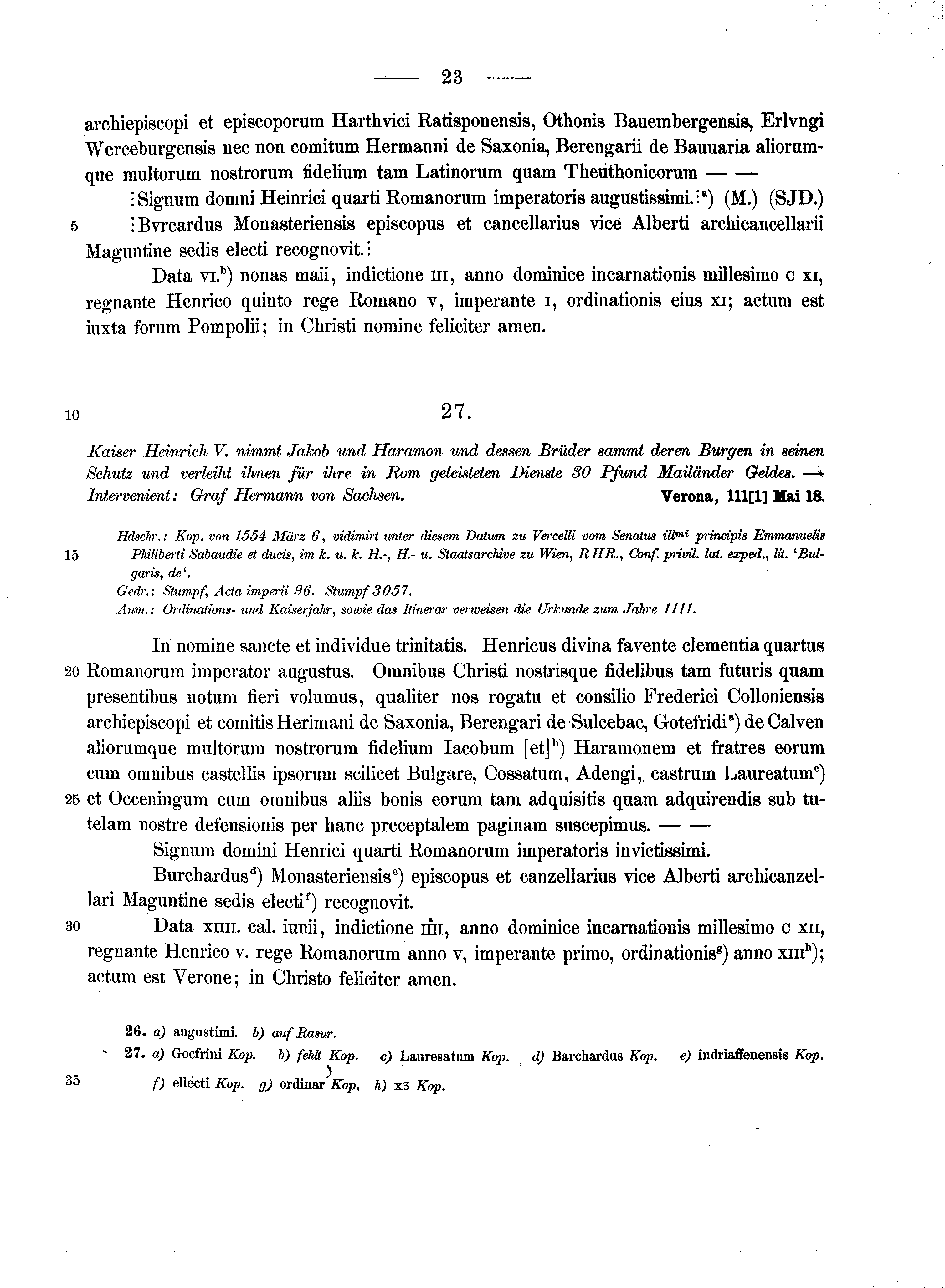 Historische Urkunde Seite 23 aus Band cds1a2