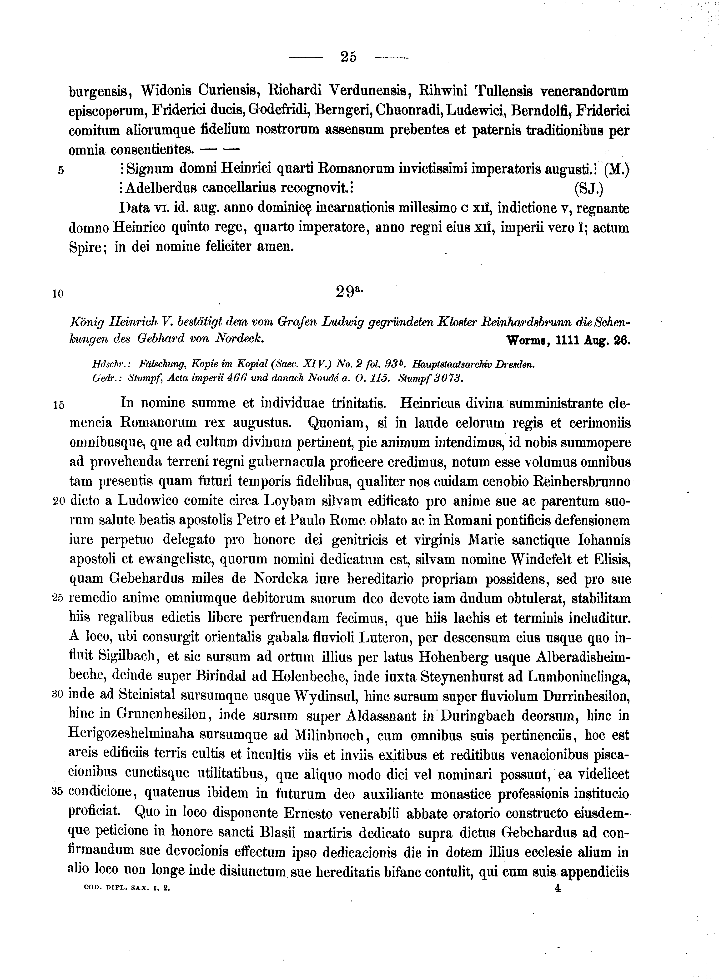 Historische Urkunde Seite 25 aus Band cds1a2