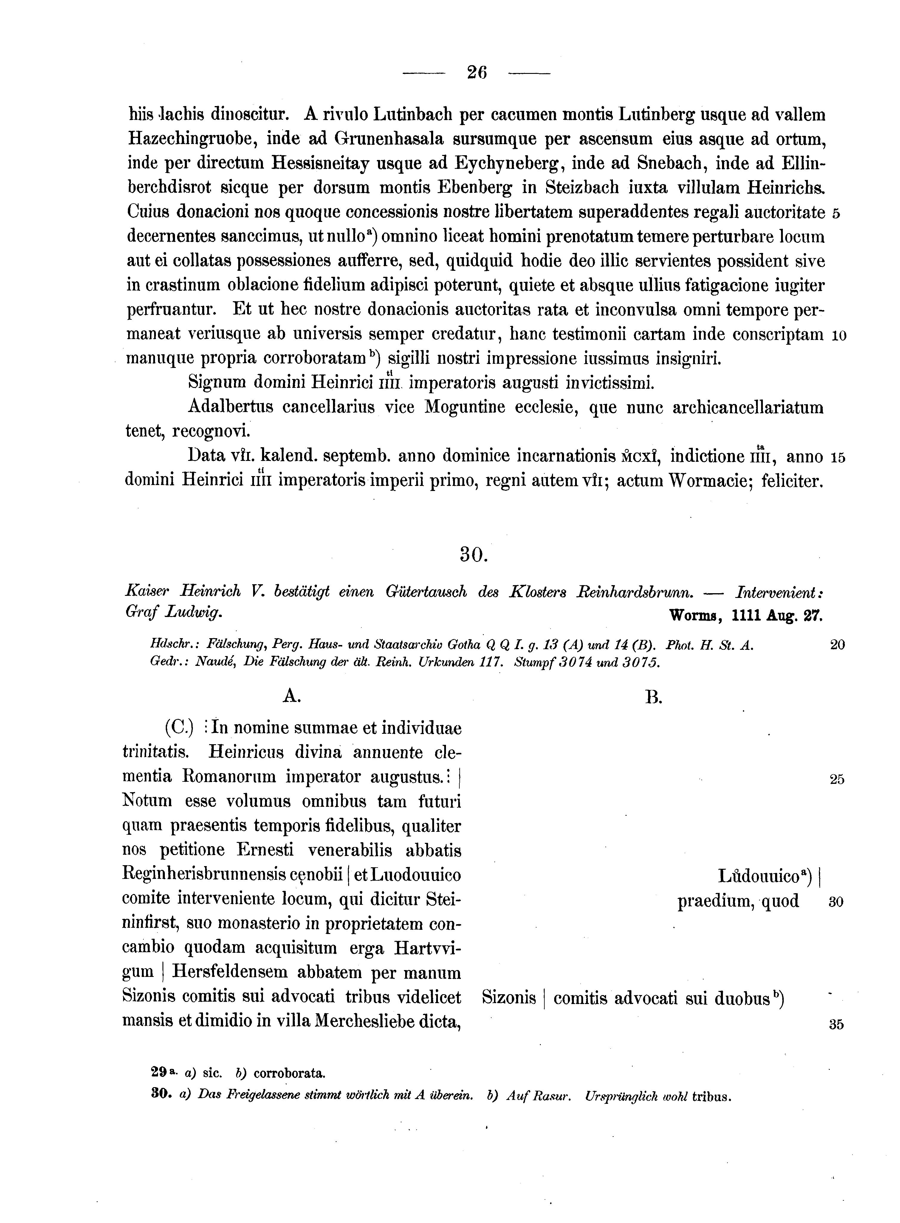 Historische Urkunde Seite 26 aus Band cds1a2