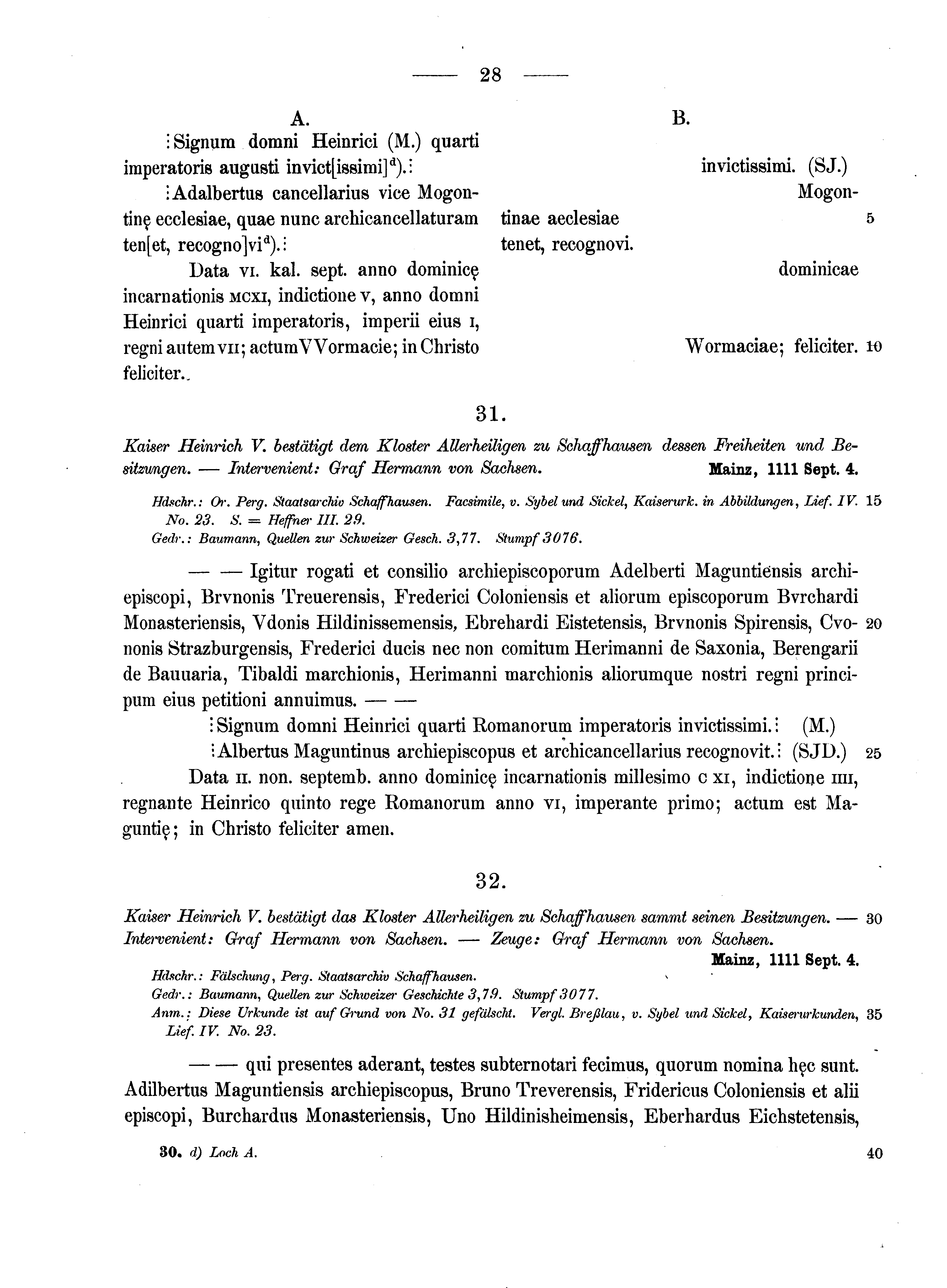 Historische Urkunde Seite 28 aus Band cds1a2