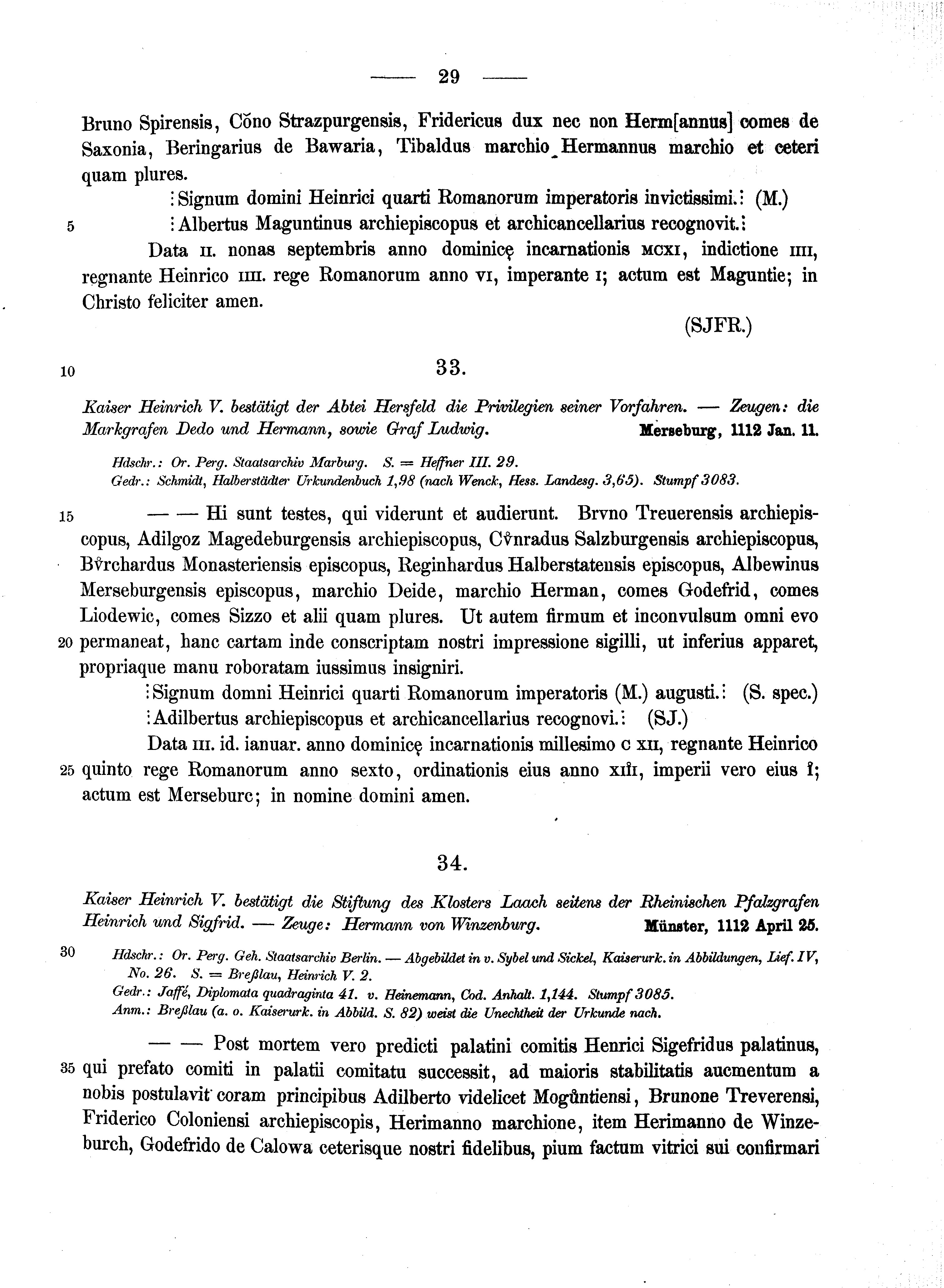 Historische Urkunde Seite 29 aus Band cds1a2