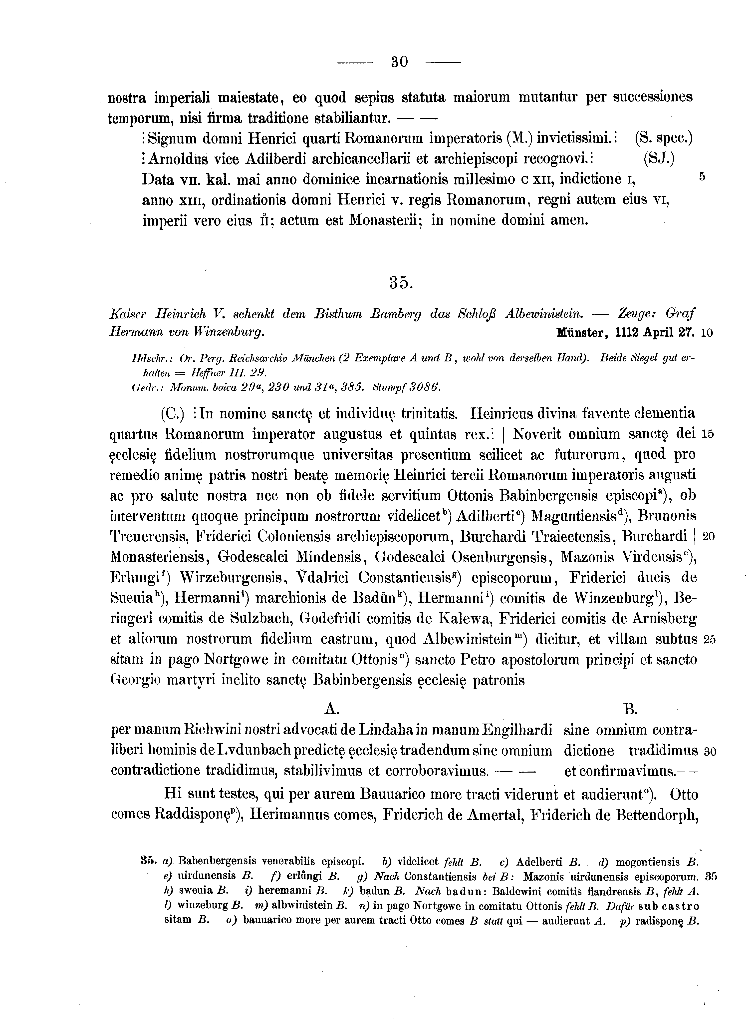 Historische Urkunde Seite 30 aus Band cds1a2
