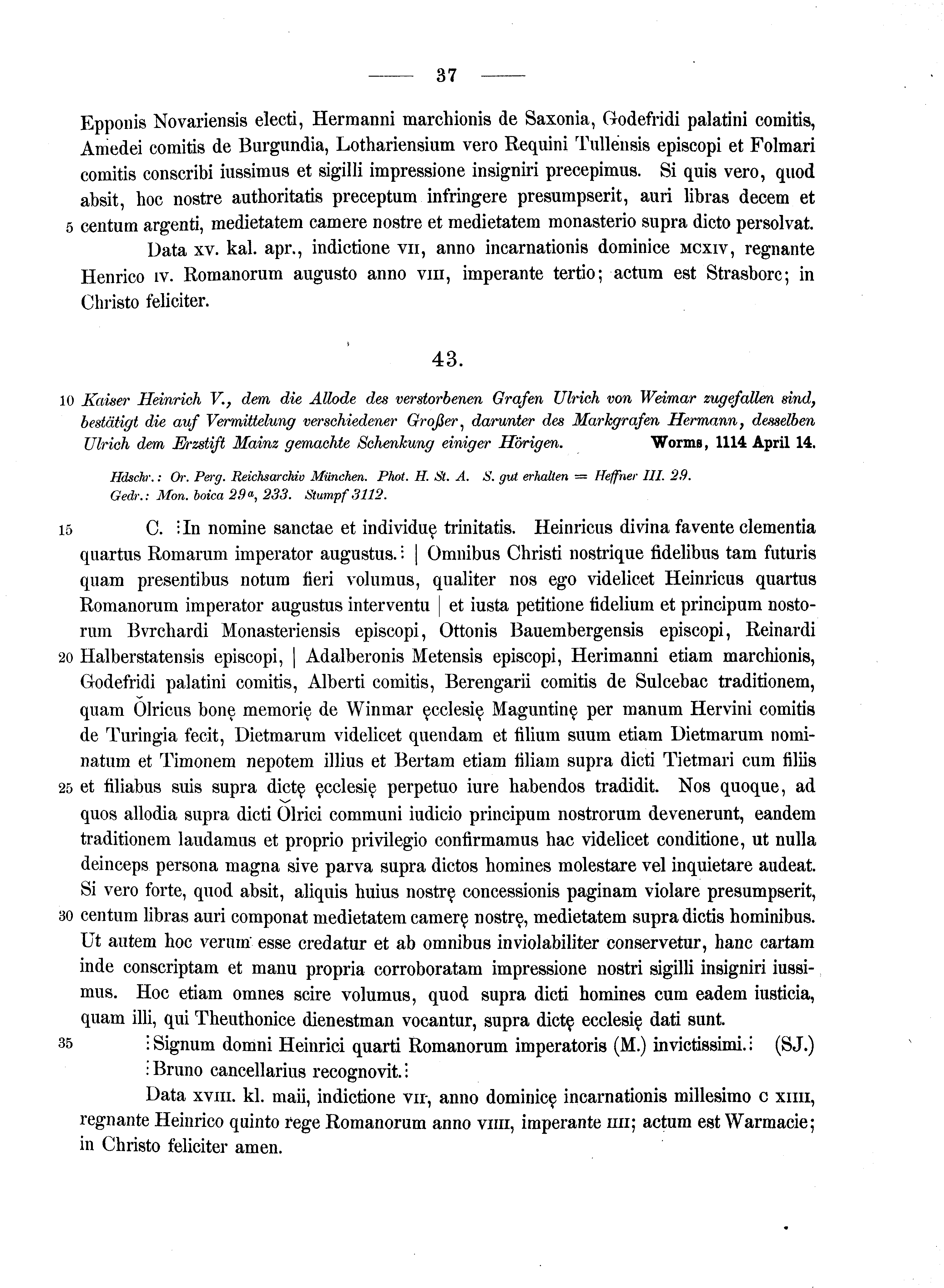 Historische Urkunde Seite 37 aus Band cds1a2