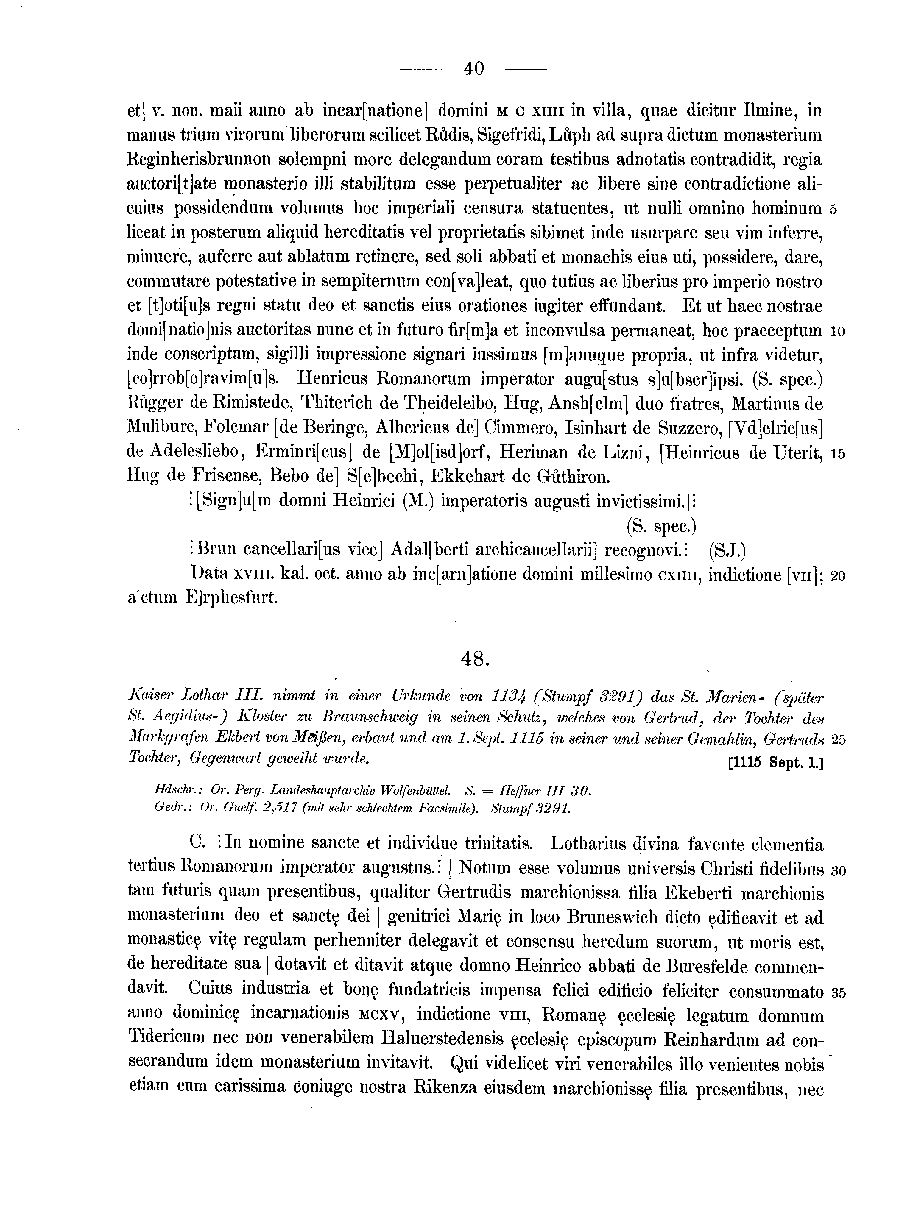 Historische Urkunde Seite 40 aus Band cds1a2
