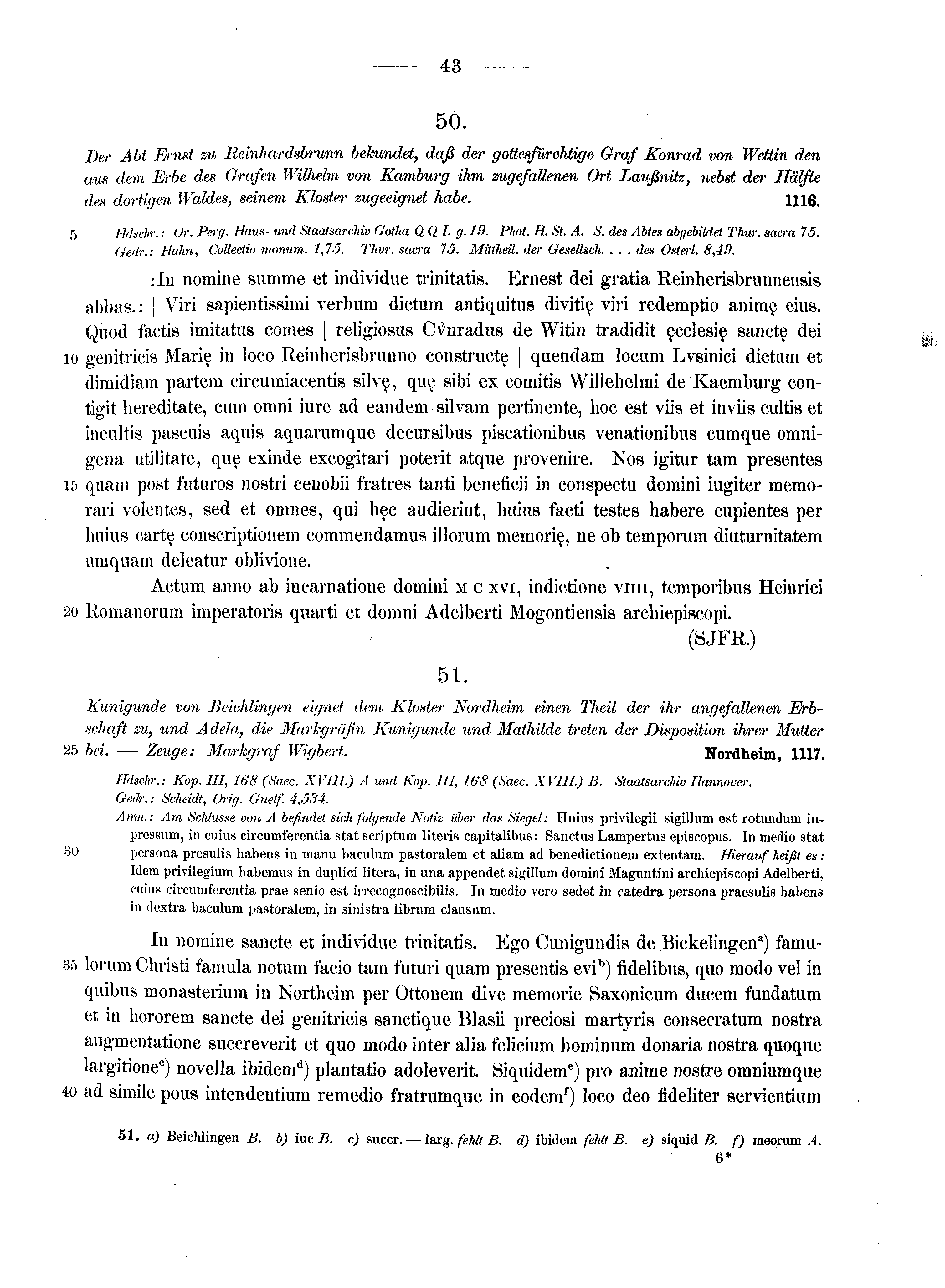 Historische Urkunde Seite 43 aus Band cds1a2