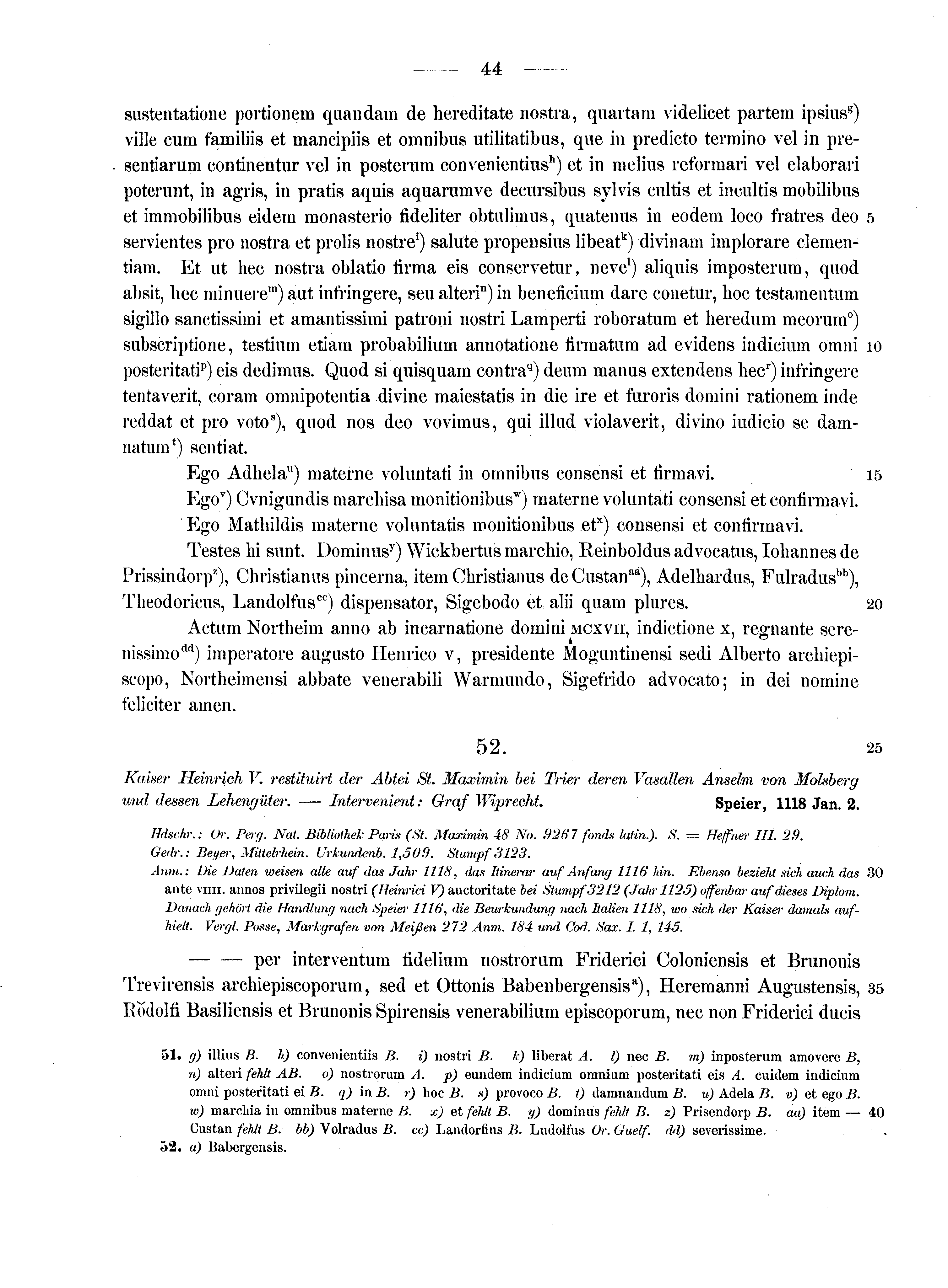 Historische Urkunde Seite 44 aus Band cds1a2