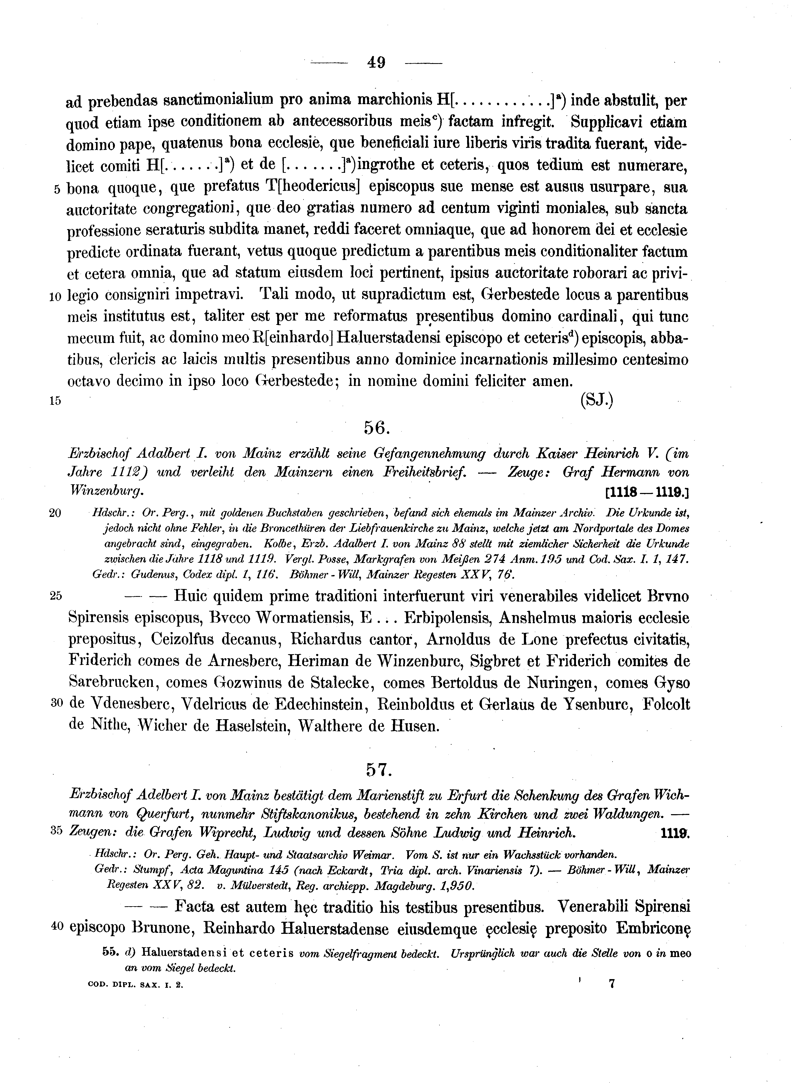 Historische Urkunde Seite 49 aus Band cds1a2