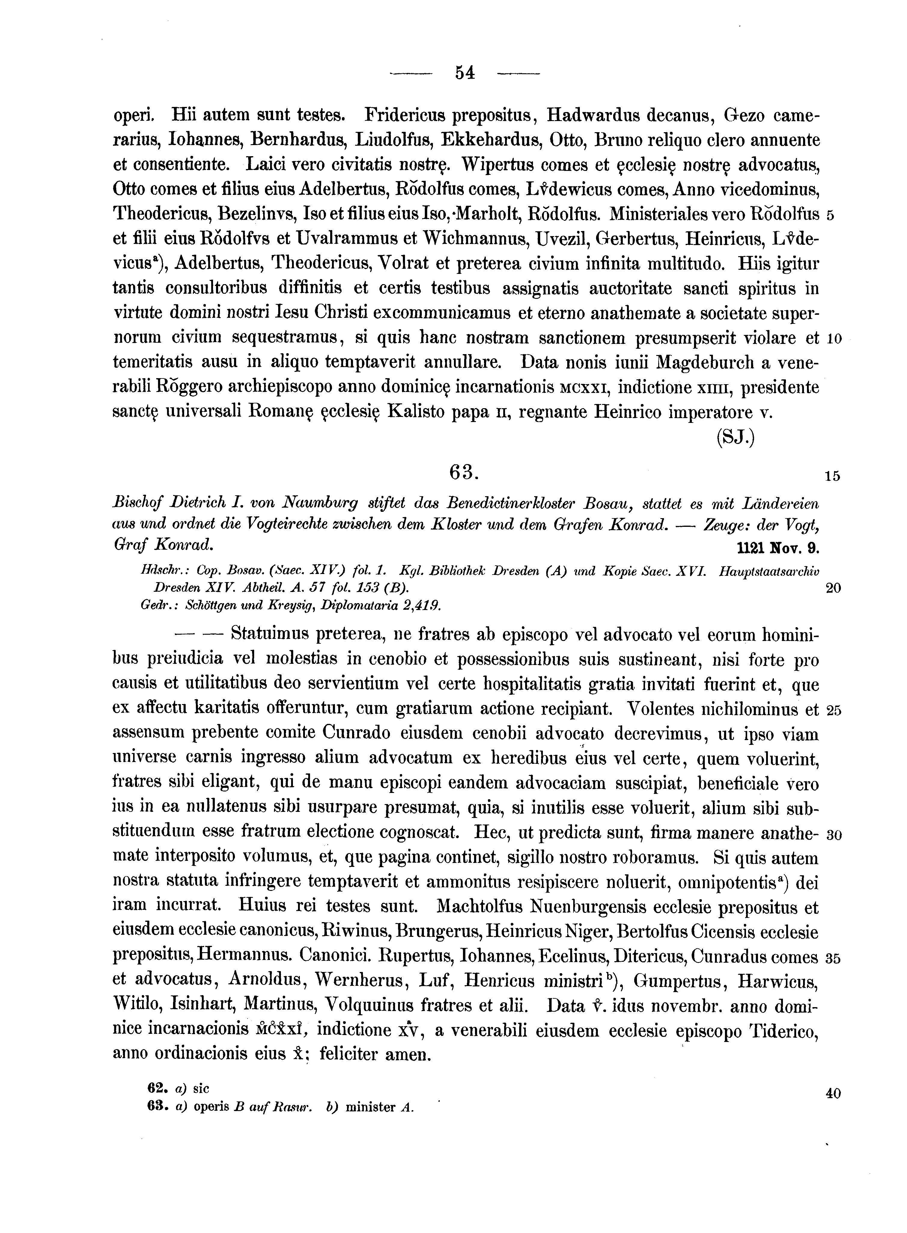 Historische Urkunde Seite 54 aus Band cds1a2