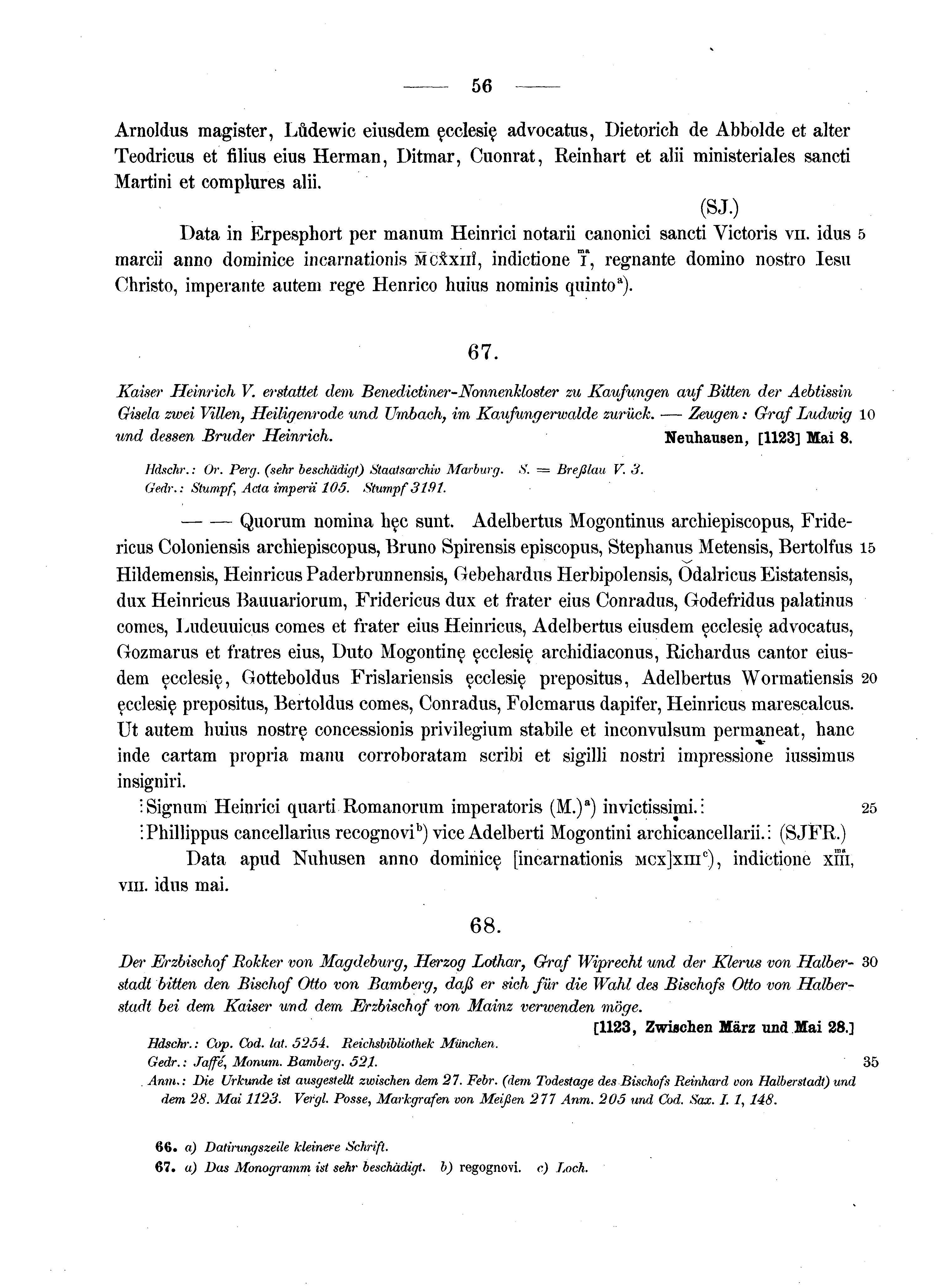 Historische Urkunde Seite 56 aus Band cds1a2