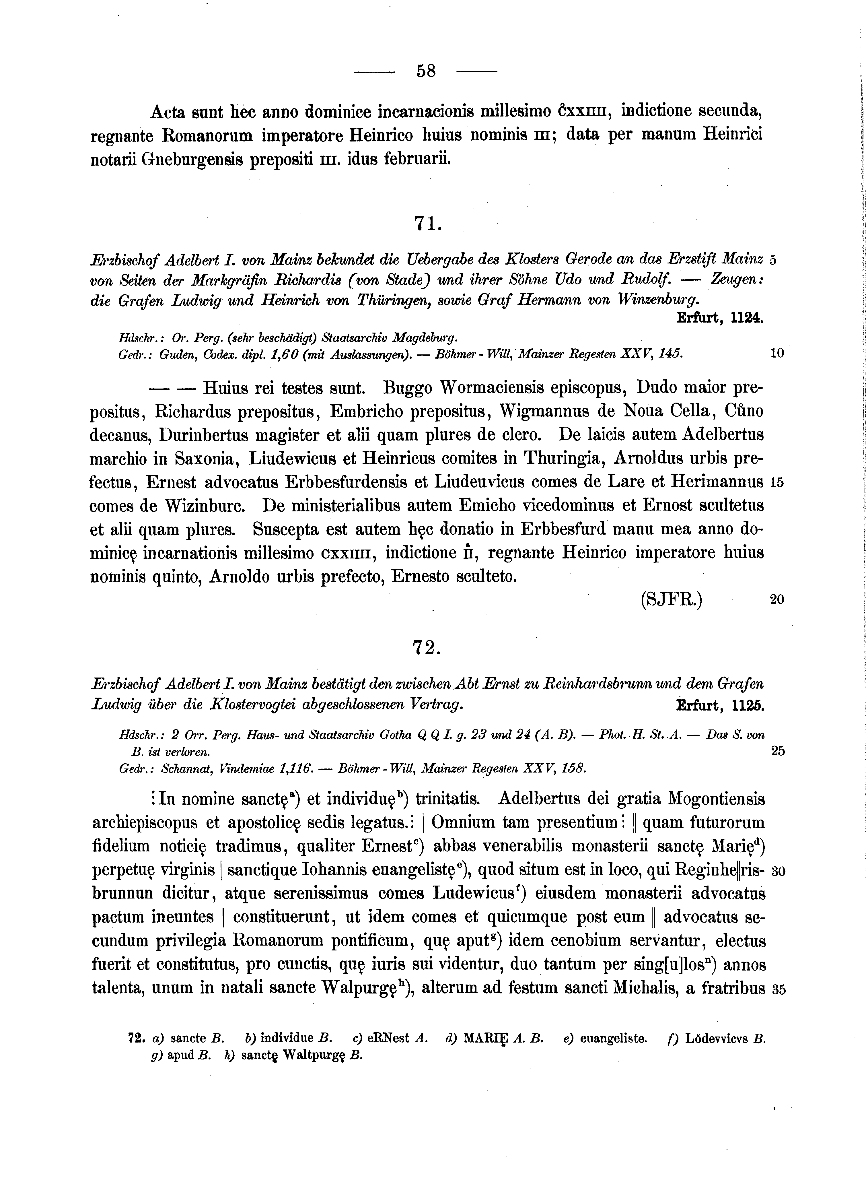 Historische Urkunde Seite 58 aus Band cds1a2