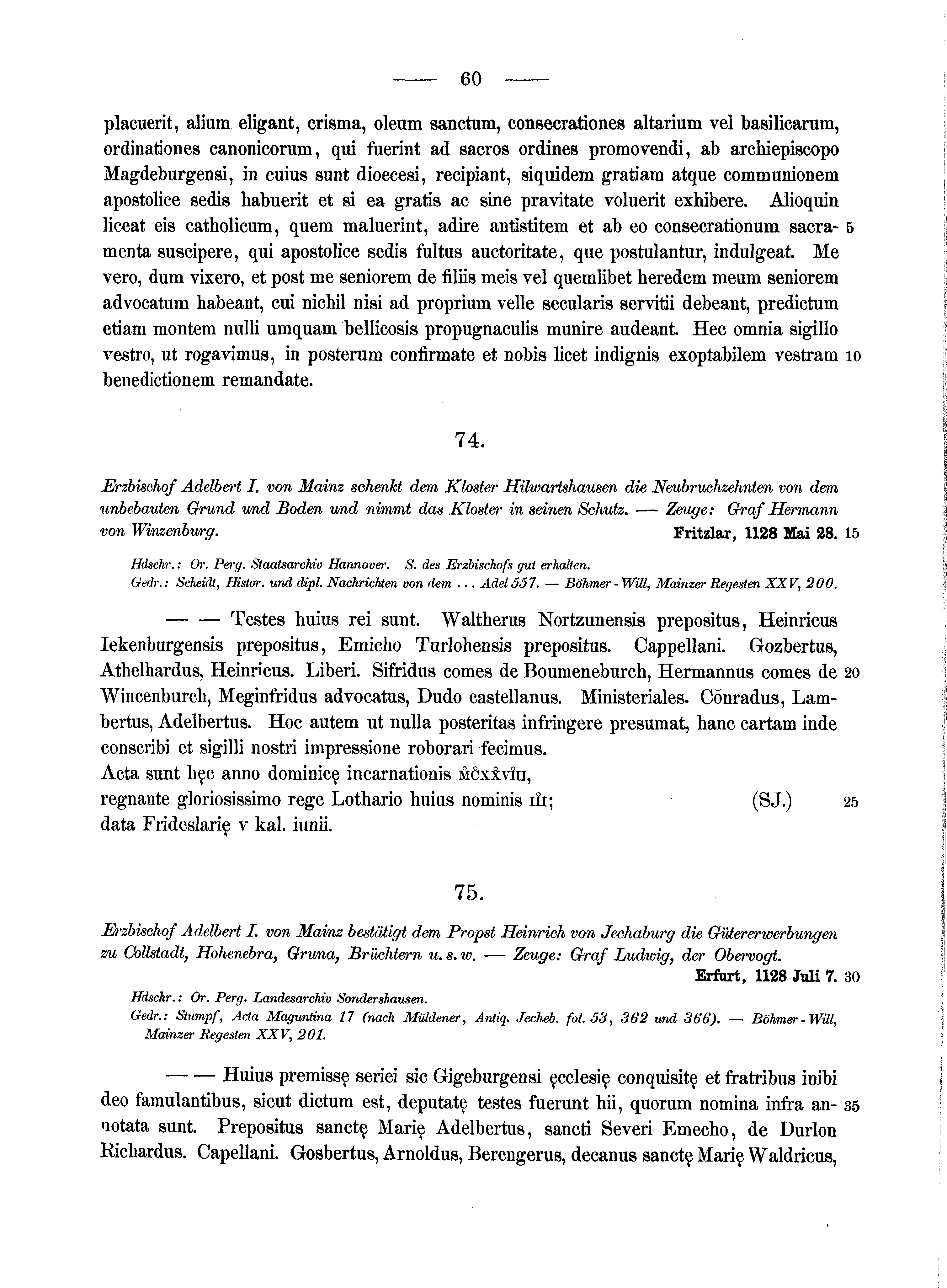 Historische Urkunde Seite 60 aus Band cds1a2